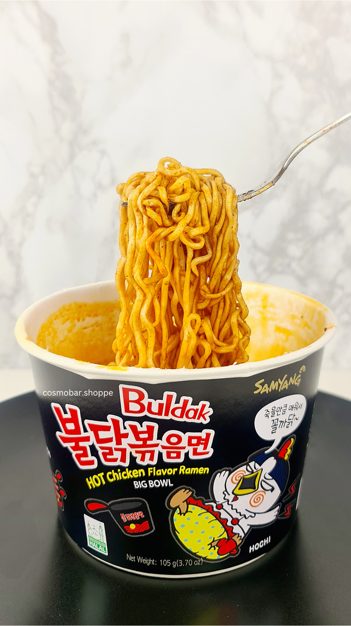 [หมดอายุ 31/03/24] อร่อยมาก! ราเมง-เกาหลี-แบบแห้ง-รสไก่สูตรเผ็ด! กึ่งสำเร็จรูป แบบถ้วยใหญ่	105g.