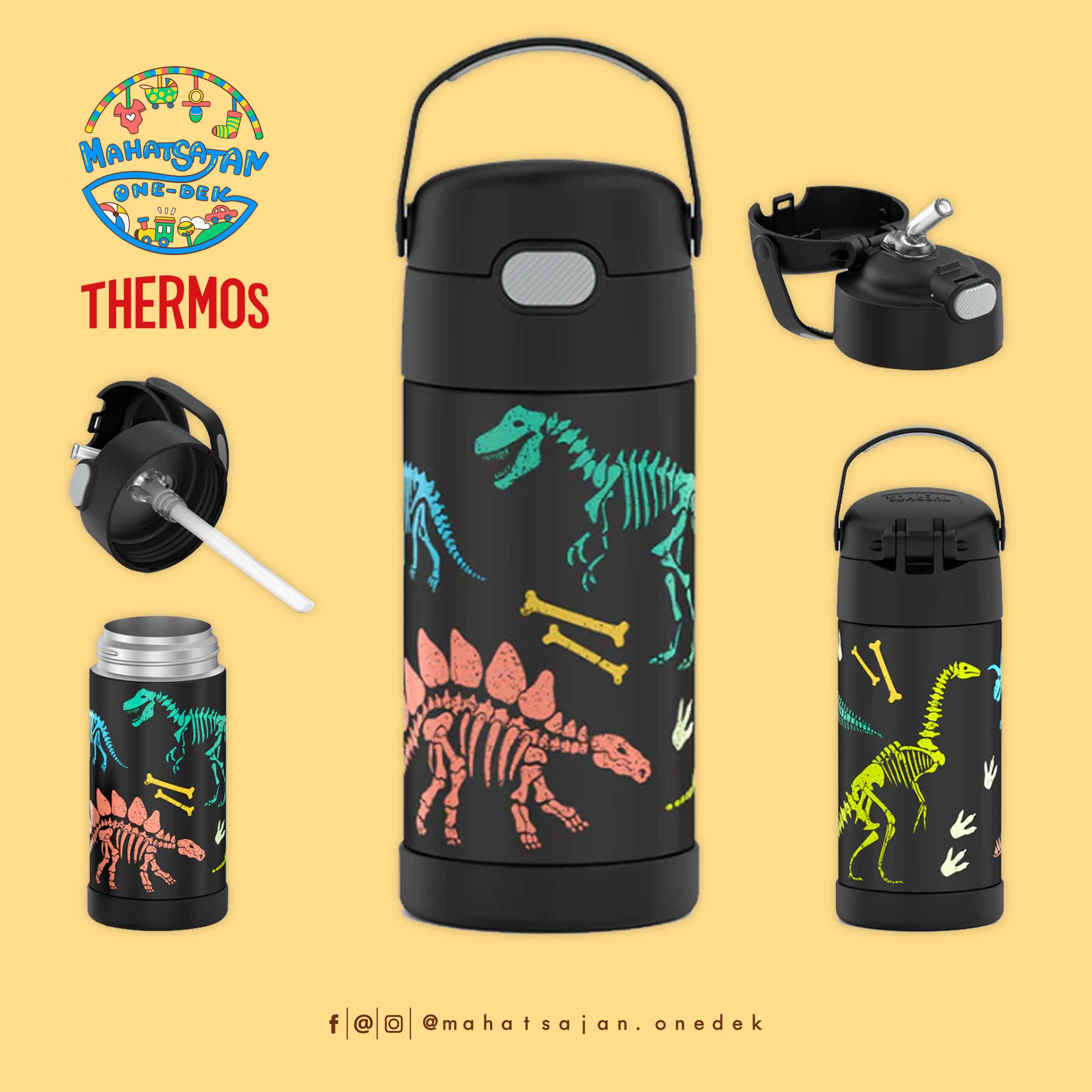 Glow In The Dark Thermos Vacuum Insulated Stainless Steel 12 Oz Funtainer กระติกดูดน้ำแตนเลส
