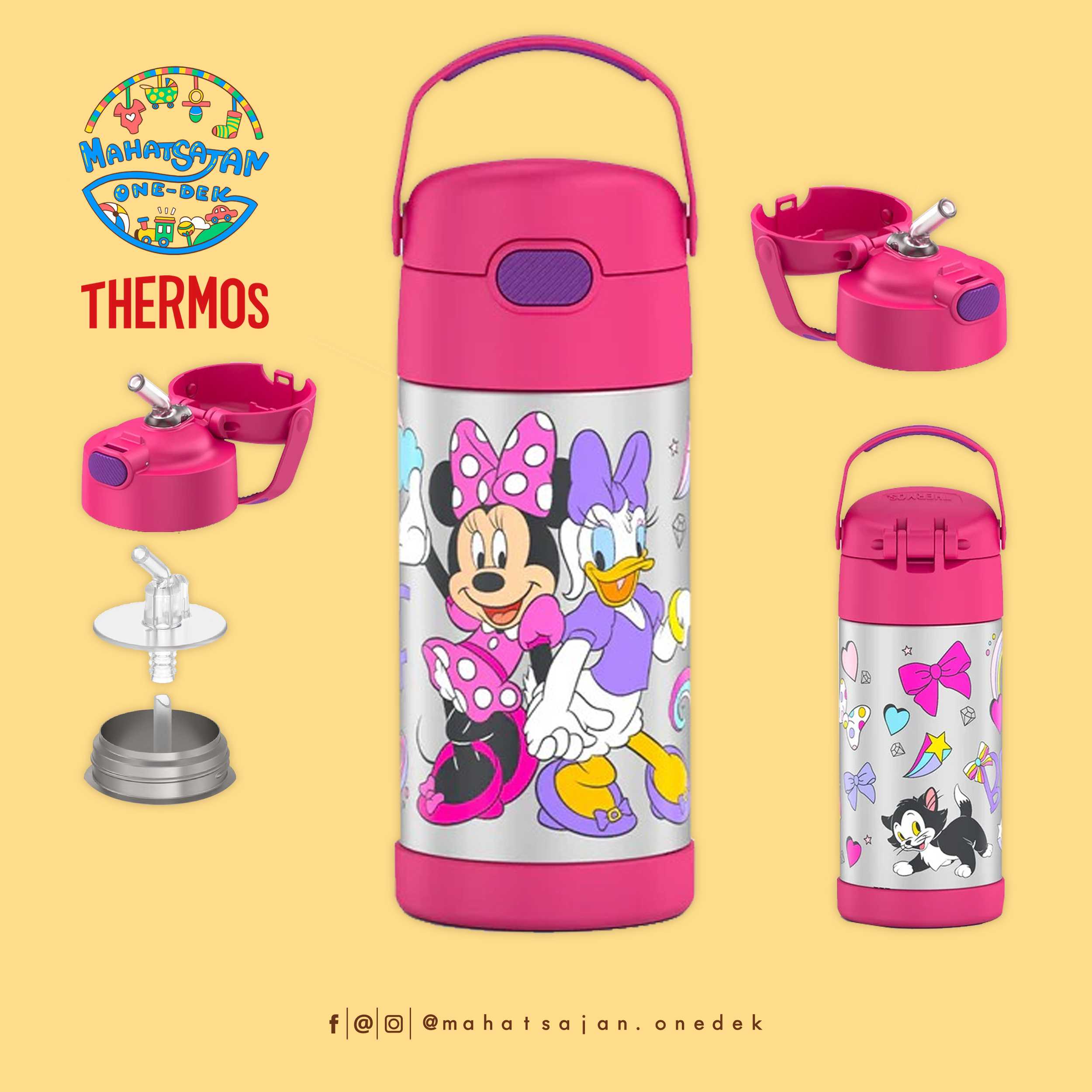 Minnie Mouse Thermos Vacuum Insulated Stainless Steel 12 Oz Funtainer กระติกดูดน้ำแตนเลส