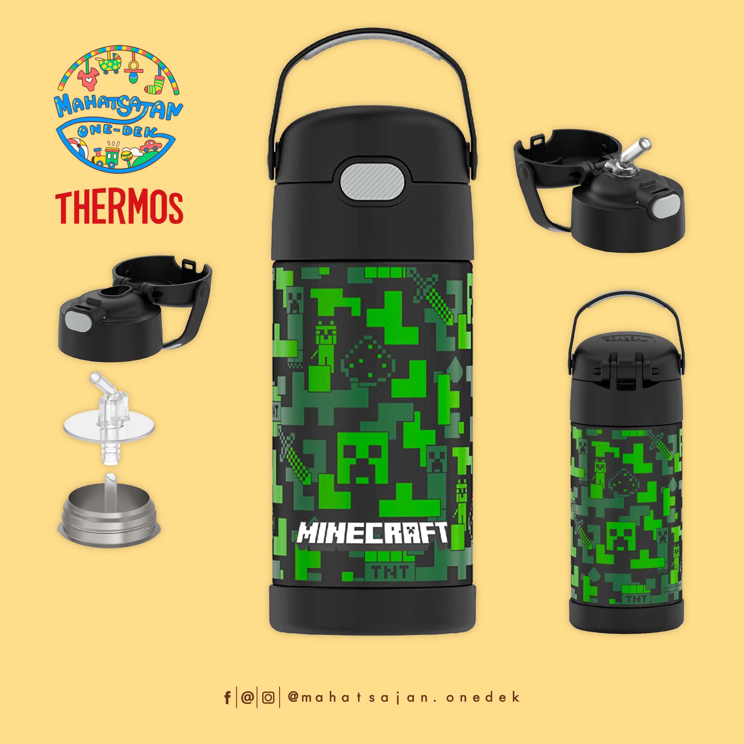 Minecraft Thermos Vacuum Insulated Stainless Steel 12 Oz Funtainer กระติกดูดน้ำแตนเลส