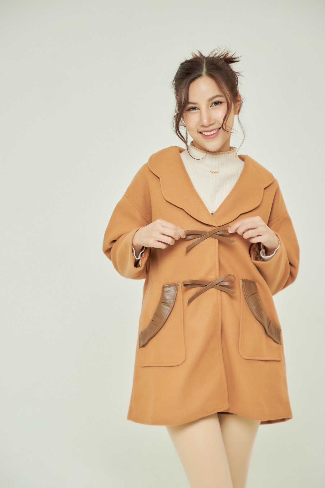 CO731 Ribbin Coat โค้ทผ้าวูลแต่งโบว์สุดคิ้วท์