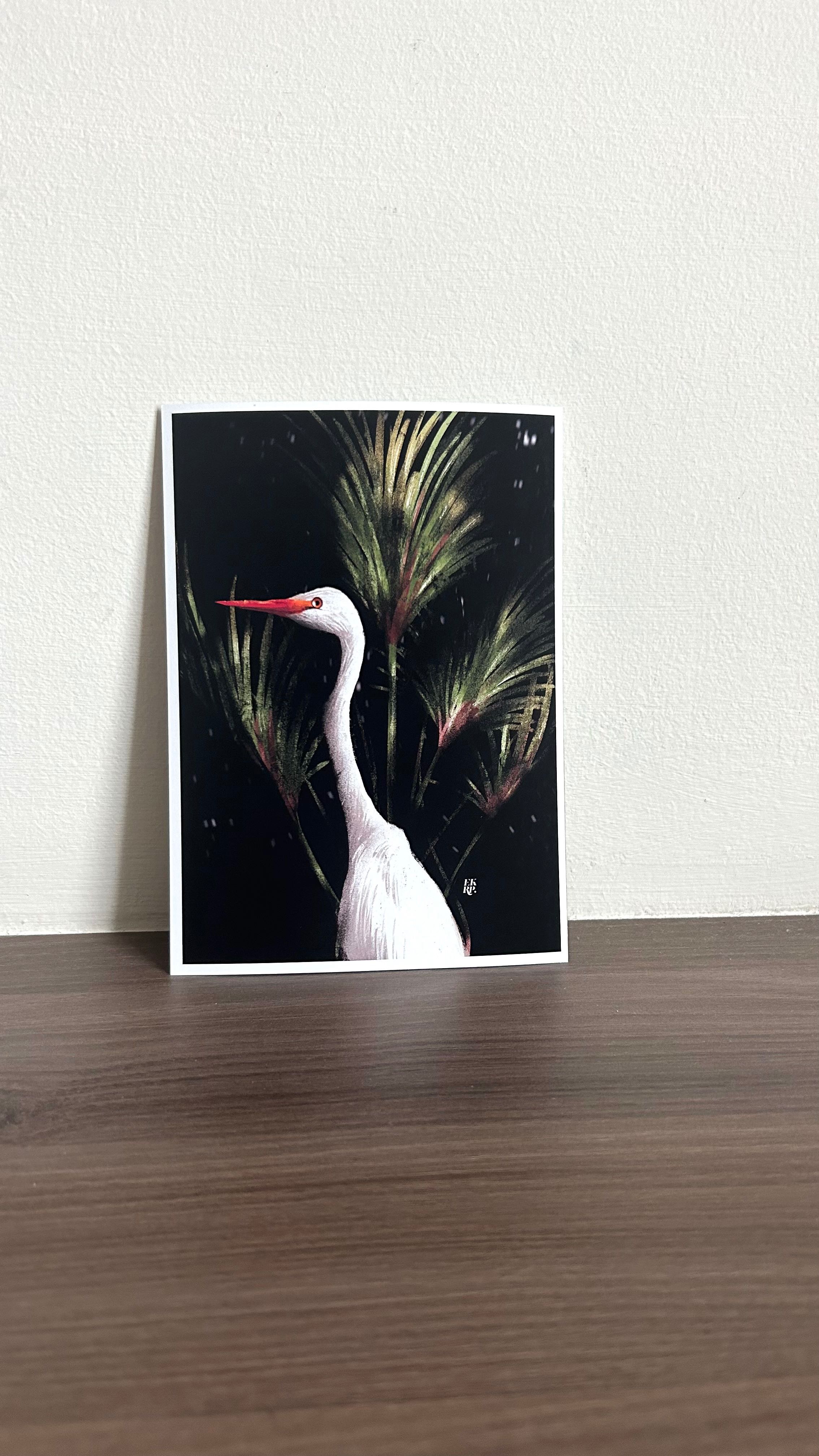 Great white egret bird - A4 Size ~ Art print