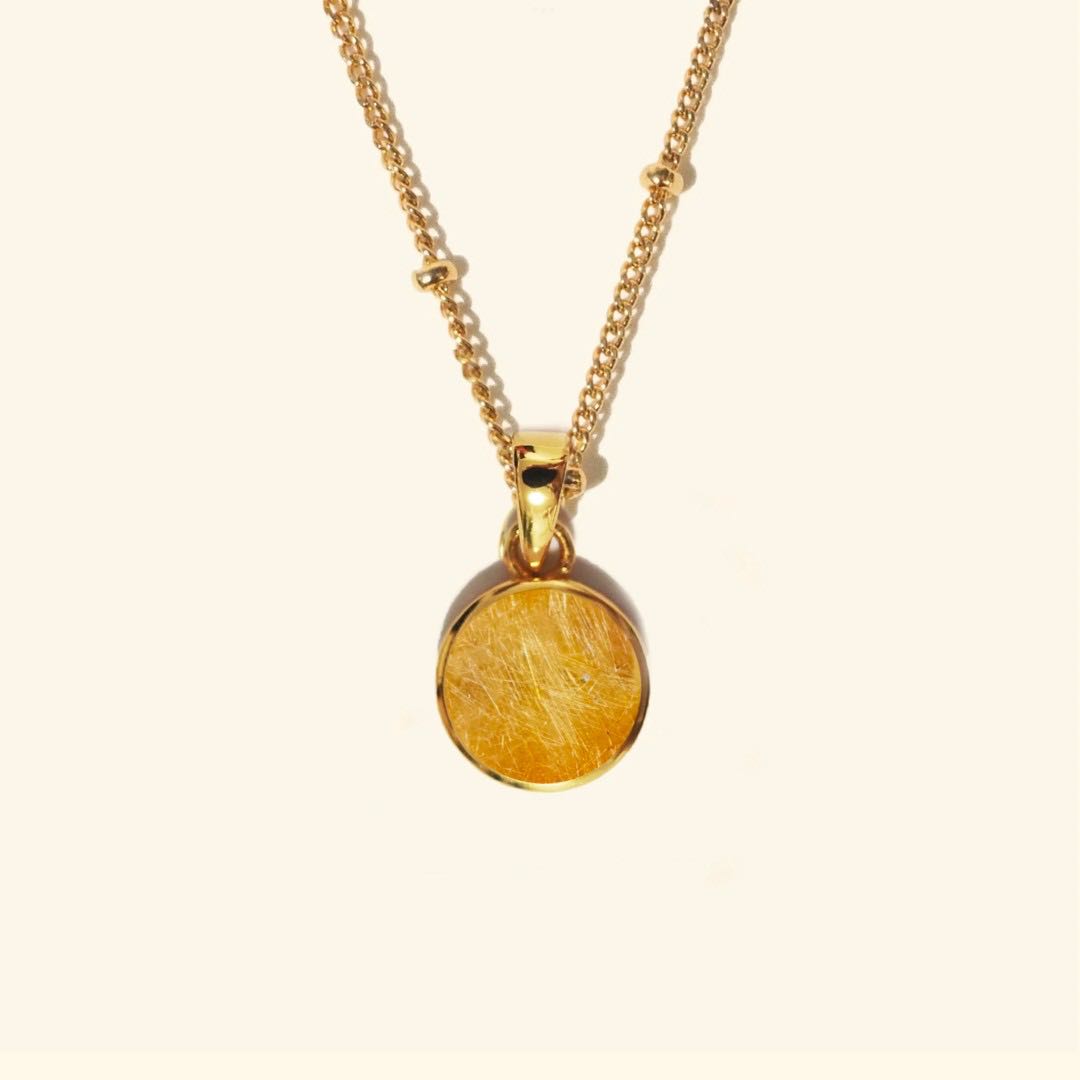 สร้อยคอหินโกลด์ควอตซ์ (Golden Hour Natural Stone Necklace)