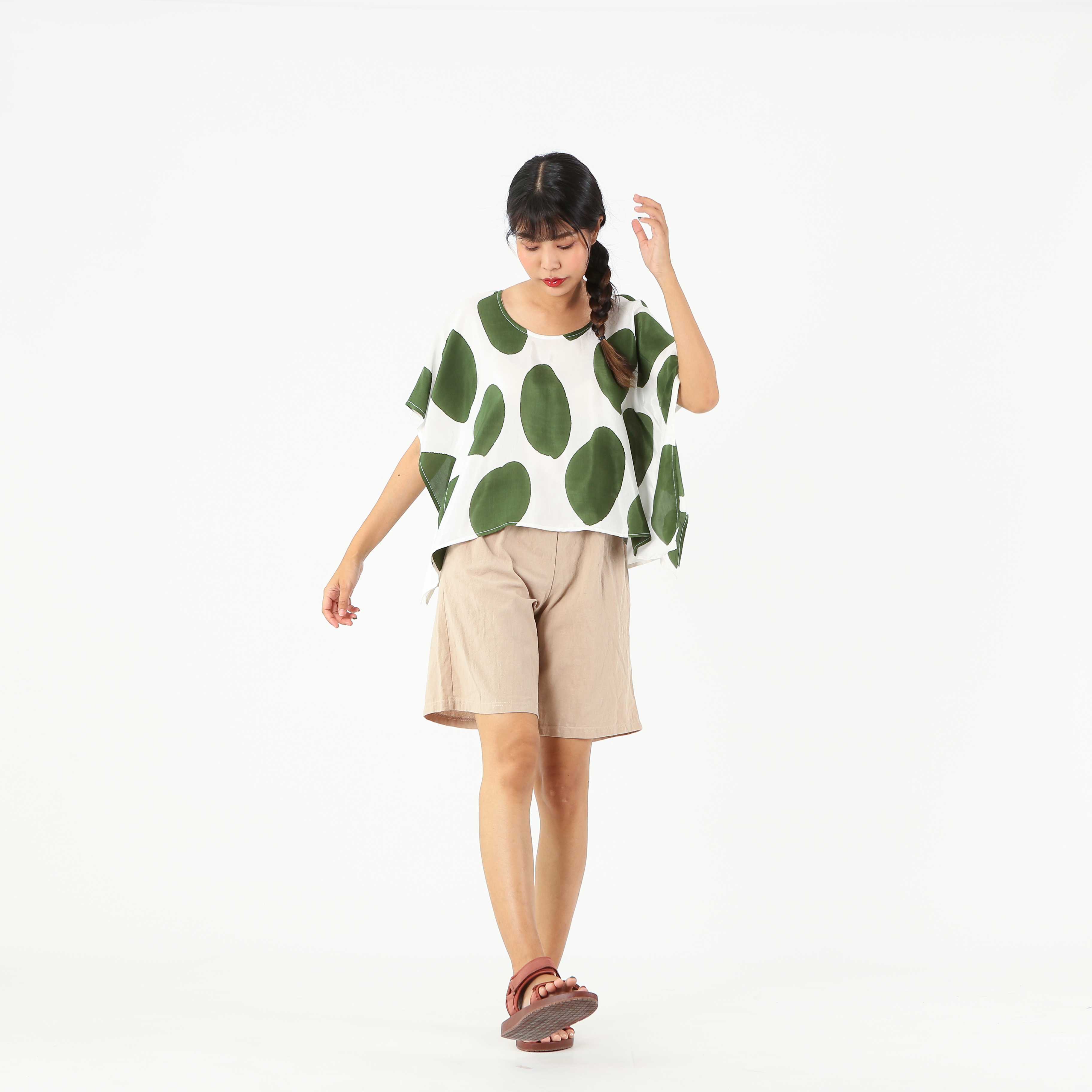 (Pre-order) Poncho Blouse Cotton Silk Hand Paint Small Size