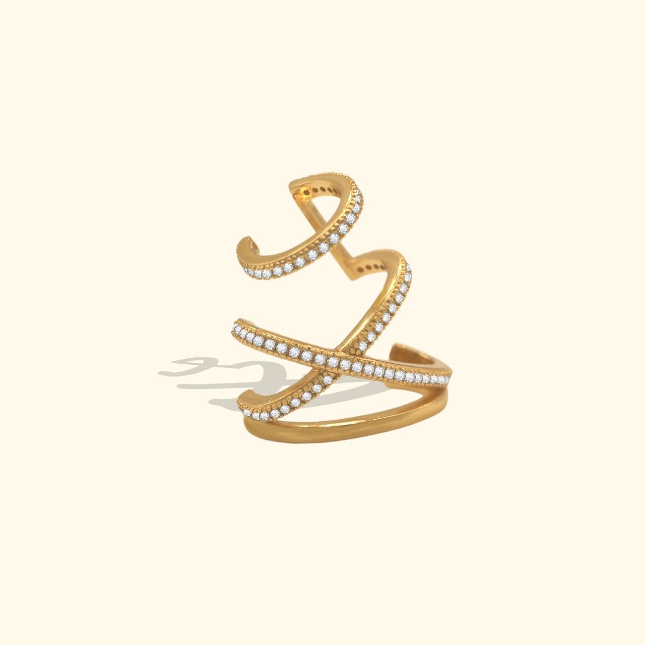ต่างหูหนีบคริสตัสเอ็กซ์ครอส (Crystal X Cross Ear Cuff)