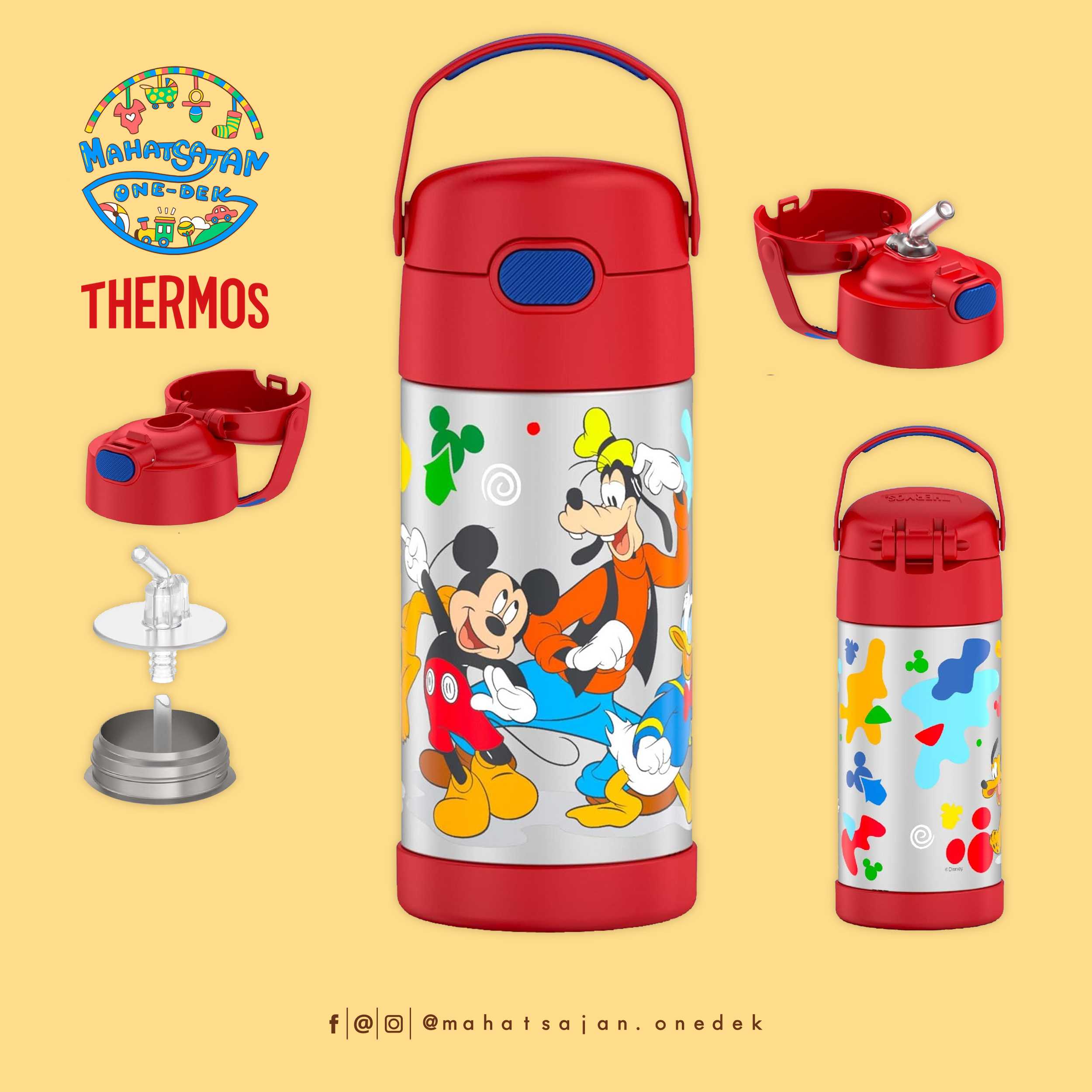 Mickey Mouse Thermos Vacuum Insulated Stainless Steel 12 Oz Funtainer กระติกดูดน้ำแตนเลส