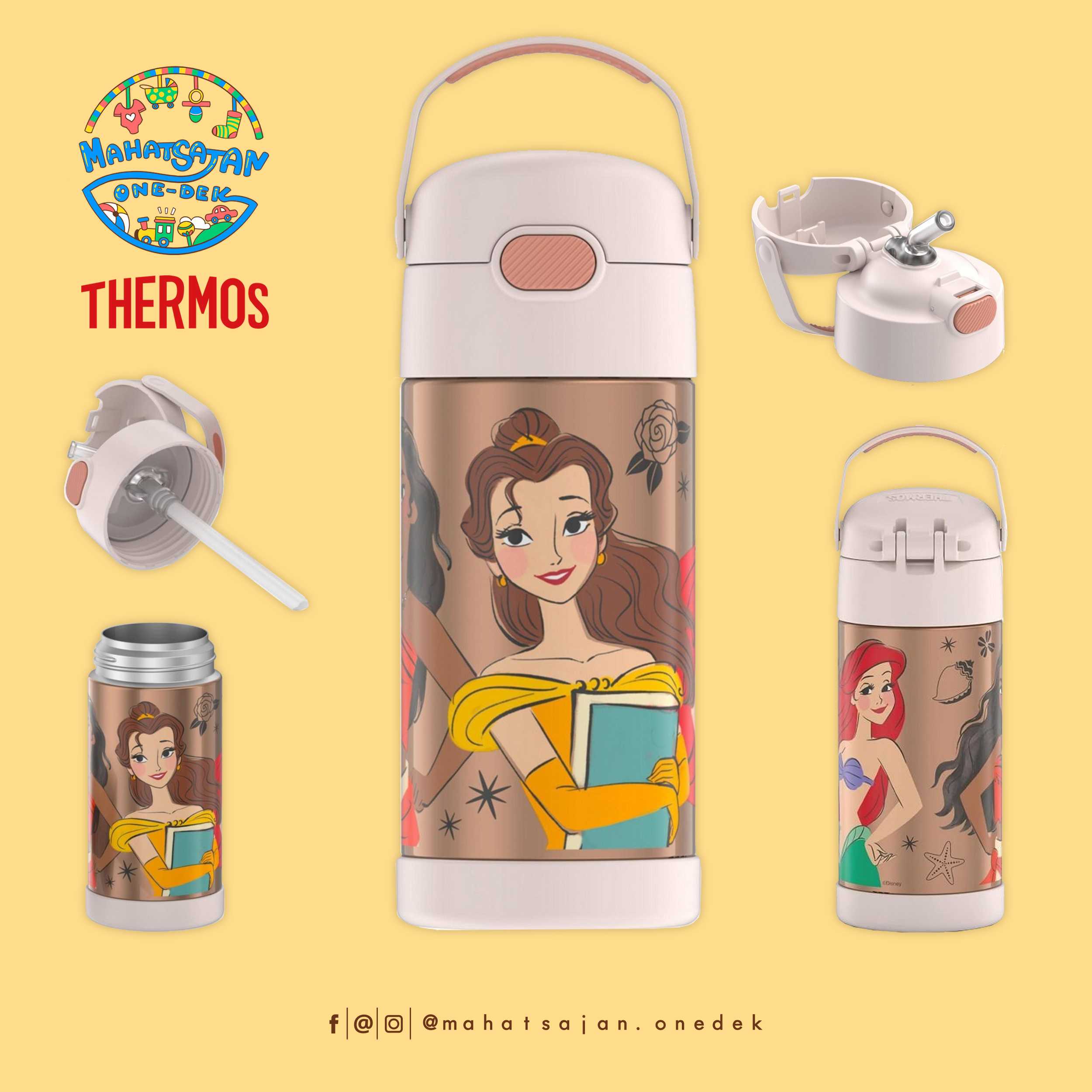 Disney PrincessThermos Vacuum Insulated Stainless Steel 12 Oz Funtainer กระติกดูดน้ำแตนเลส
