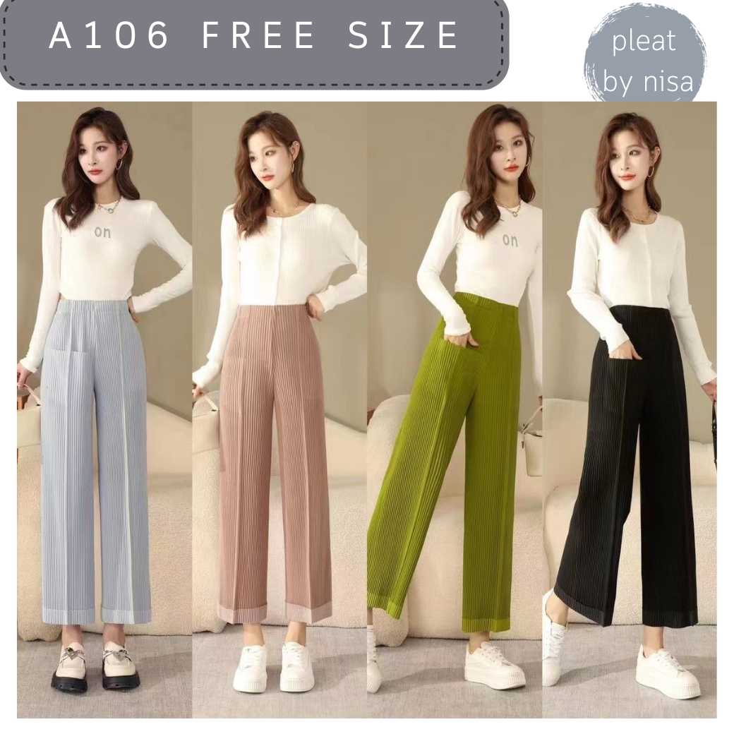  Peatbynisa A106 กางเกงผ้าหนาอัดพลีท เนื้อผ้าPolyester100%