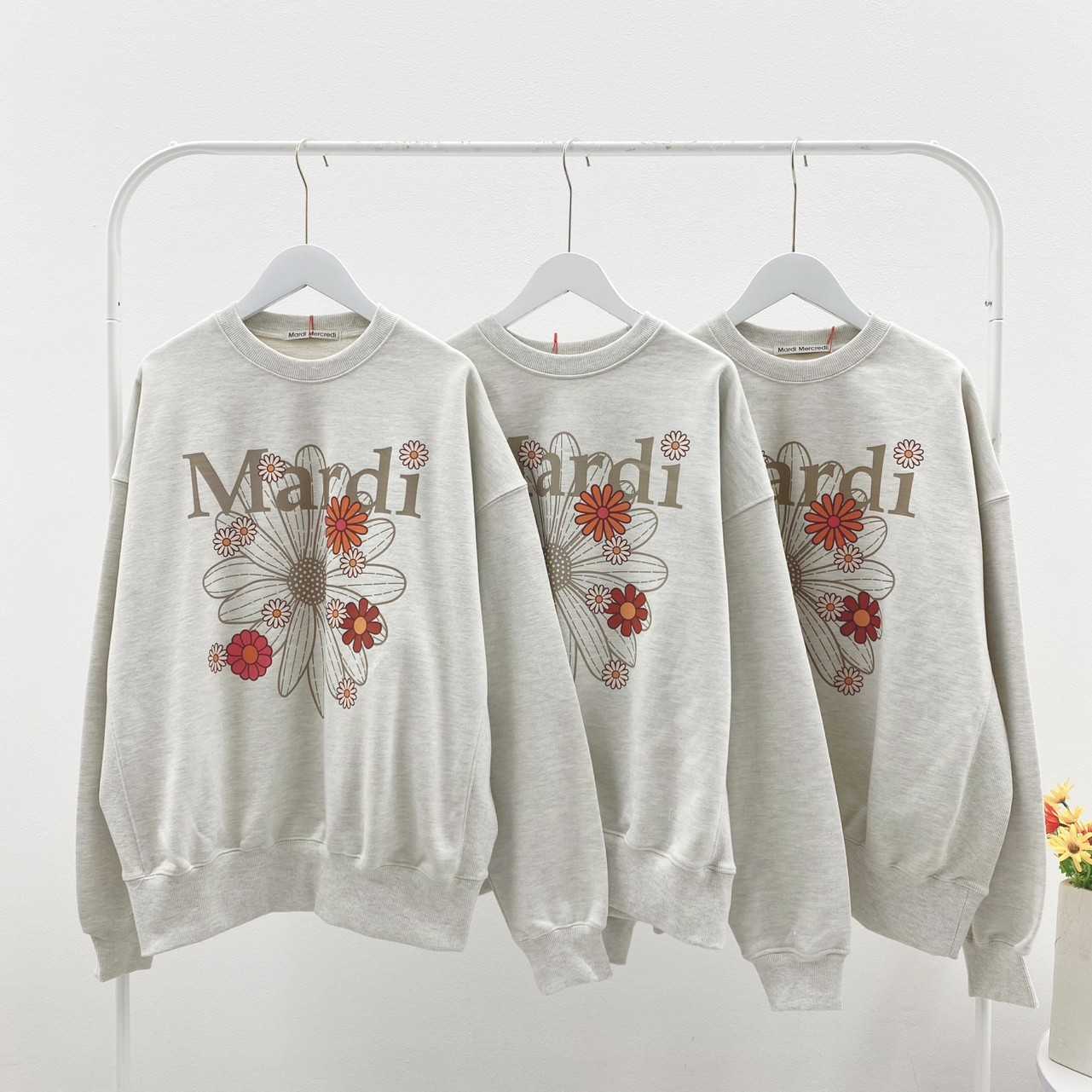 Mardi Flower Blossom Oatmeal _Taupe Sweatshirt