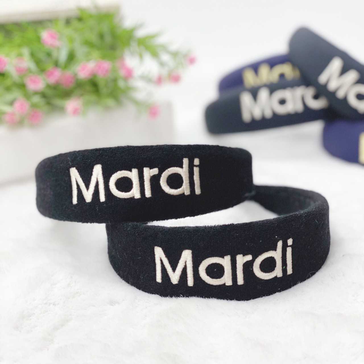 Mardi Head band logo Terry_Black/White