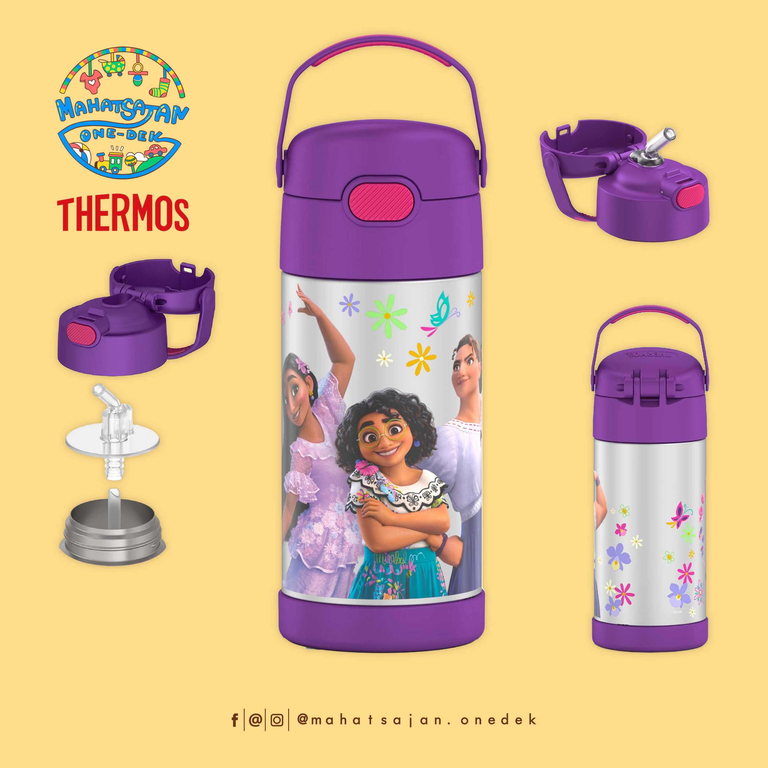 Encanto Thermos Vacuum Insulated Stainless Steel 12 Oz Funtainer กระติกดูดน้ำแตนเลส