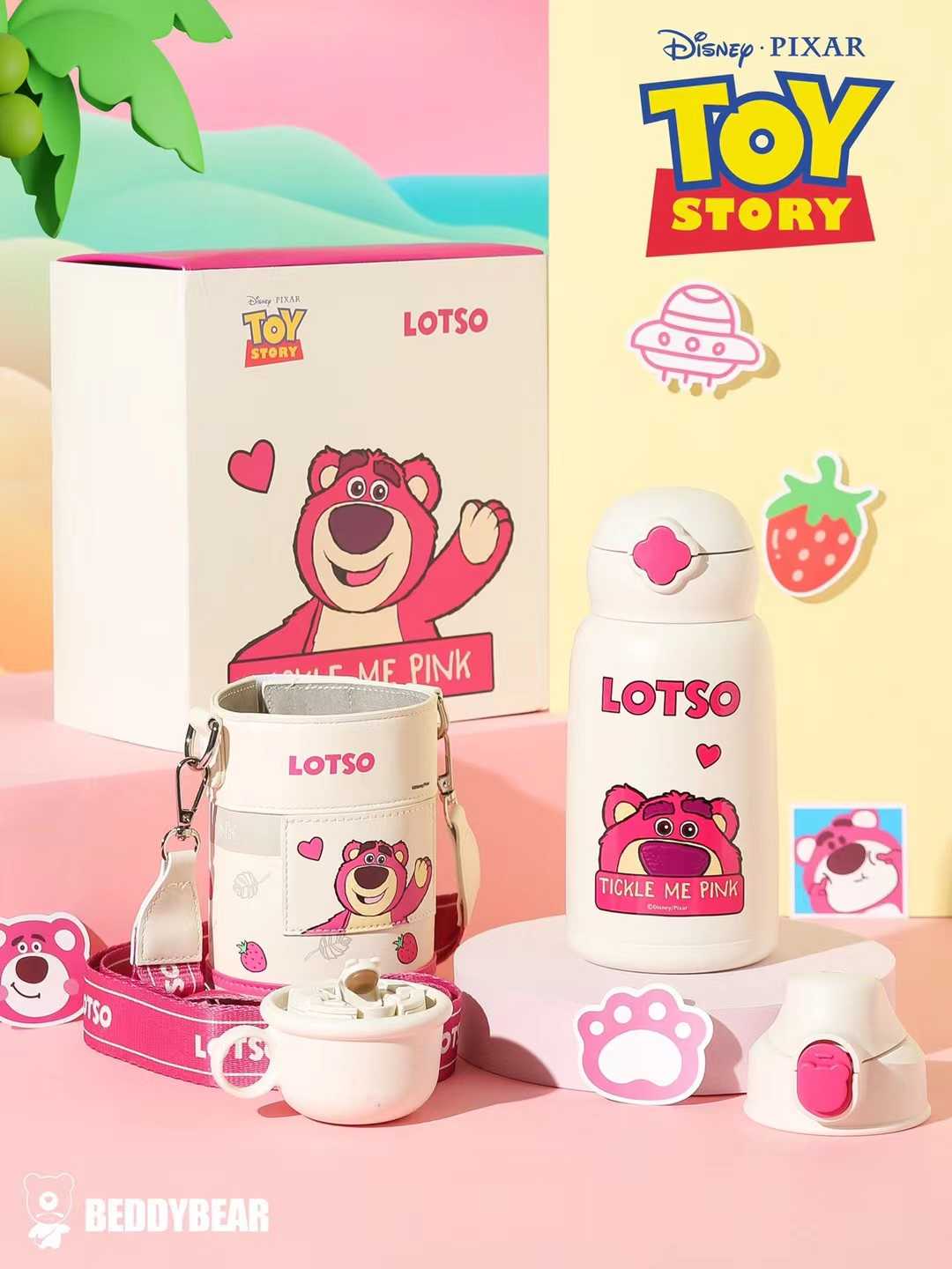 BeddyBearXToy Story กระติกน้ำสูญญากาศ เก็บอุณหภูมิ พร้อมกระเป๋าหนังนิ่มและสายสะพาย BB001LMT2TS-008LS