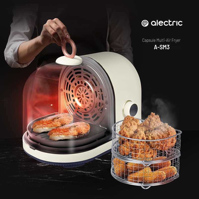 Alectric Capsule 2 in 1 ความจุ 2 ลิตร หม้อทอดพร้อมเตาย่าง ไร้น้ำมัน รุ่น A-SM3  - รับประกัน 3 ปี