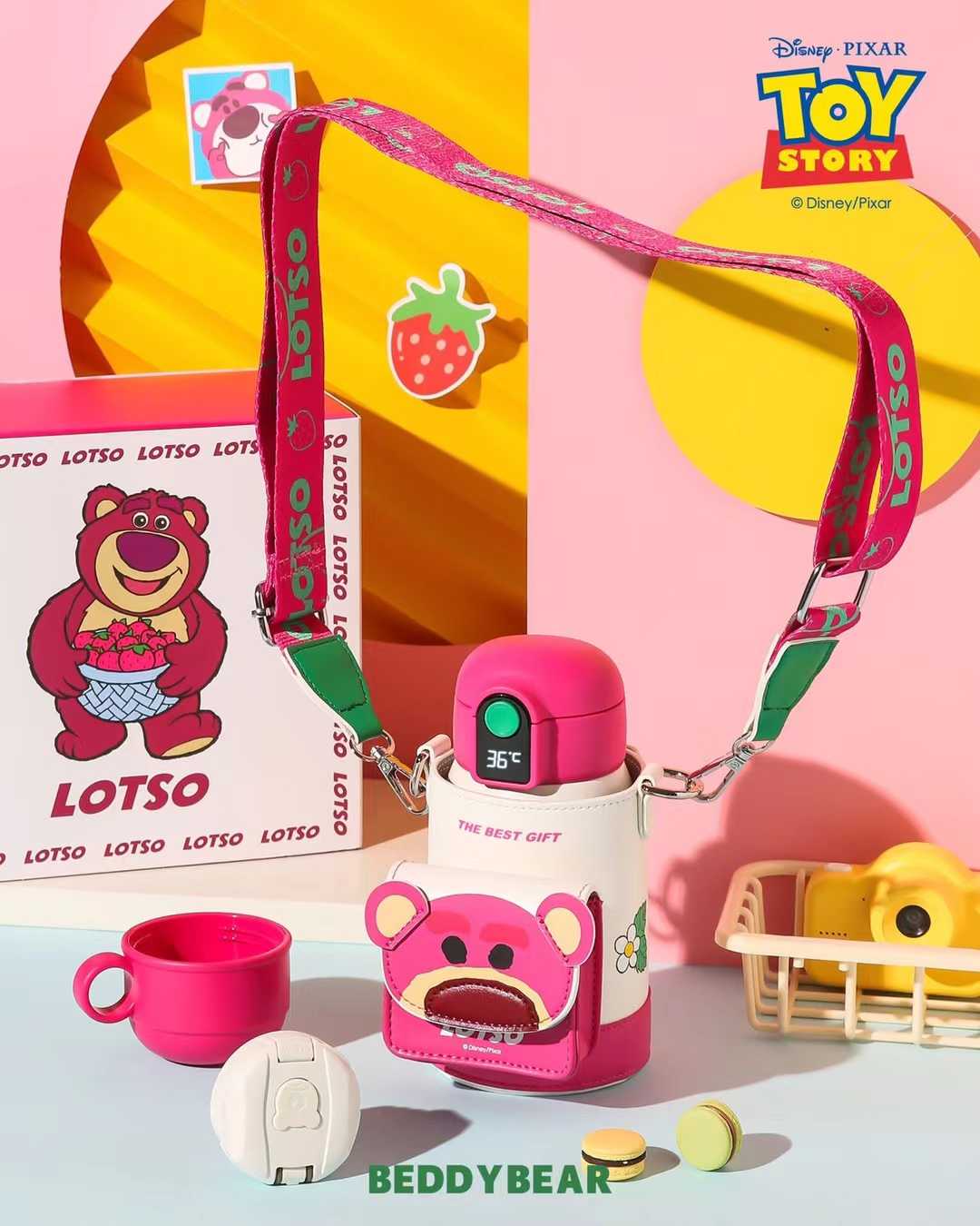ขายดี BeddyBearXToy Story กระติกน้ำสูญญากาศสแตนเลส เก็บอุณหภูมิ พร้อมกระเป๋าสะพาย BB002PLTTS-002LS