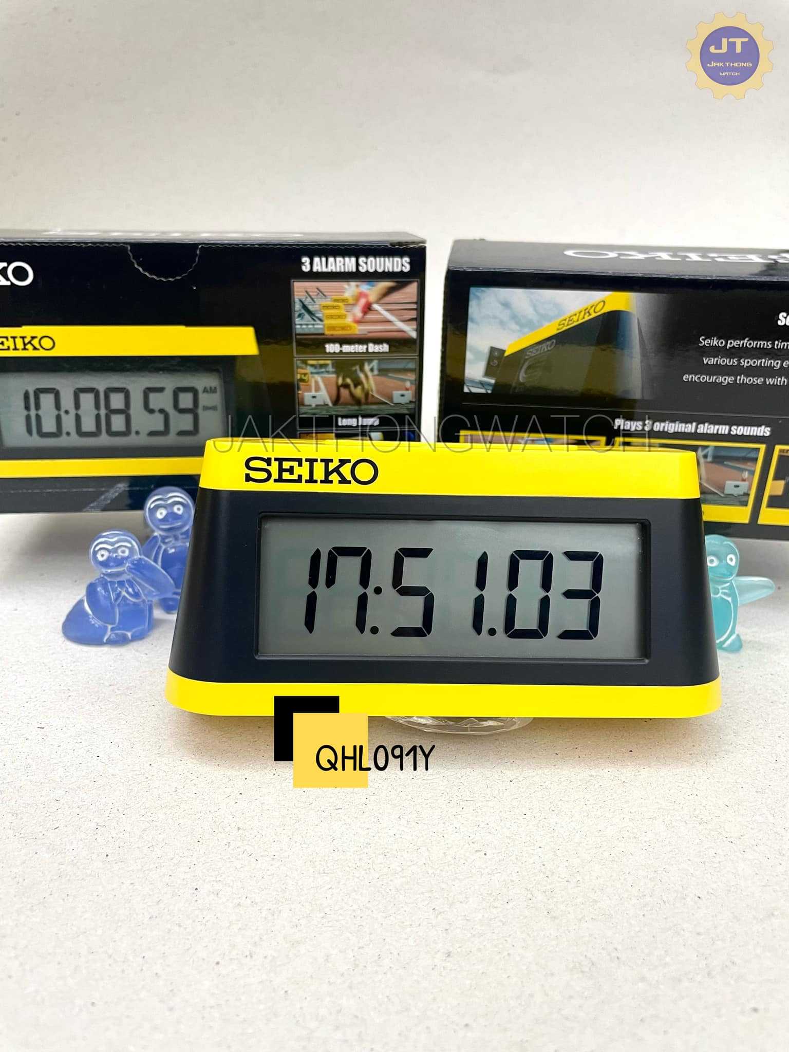 SEIKO CLOCKS นาฬิกาตั้งโต๊ะ ดิจิตอล QHL091Y (ปลุกได้ 3 เสียง+จับเวลา+โหมดไฟ) ขนาด 5.9x13x4.8 cm.