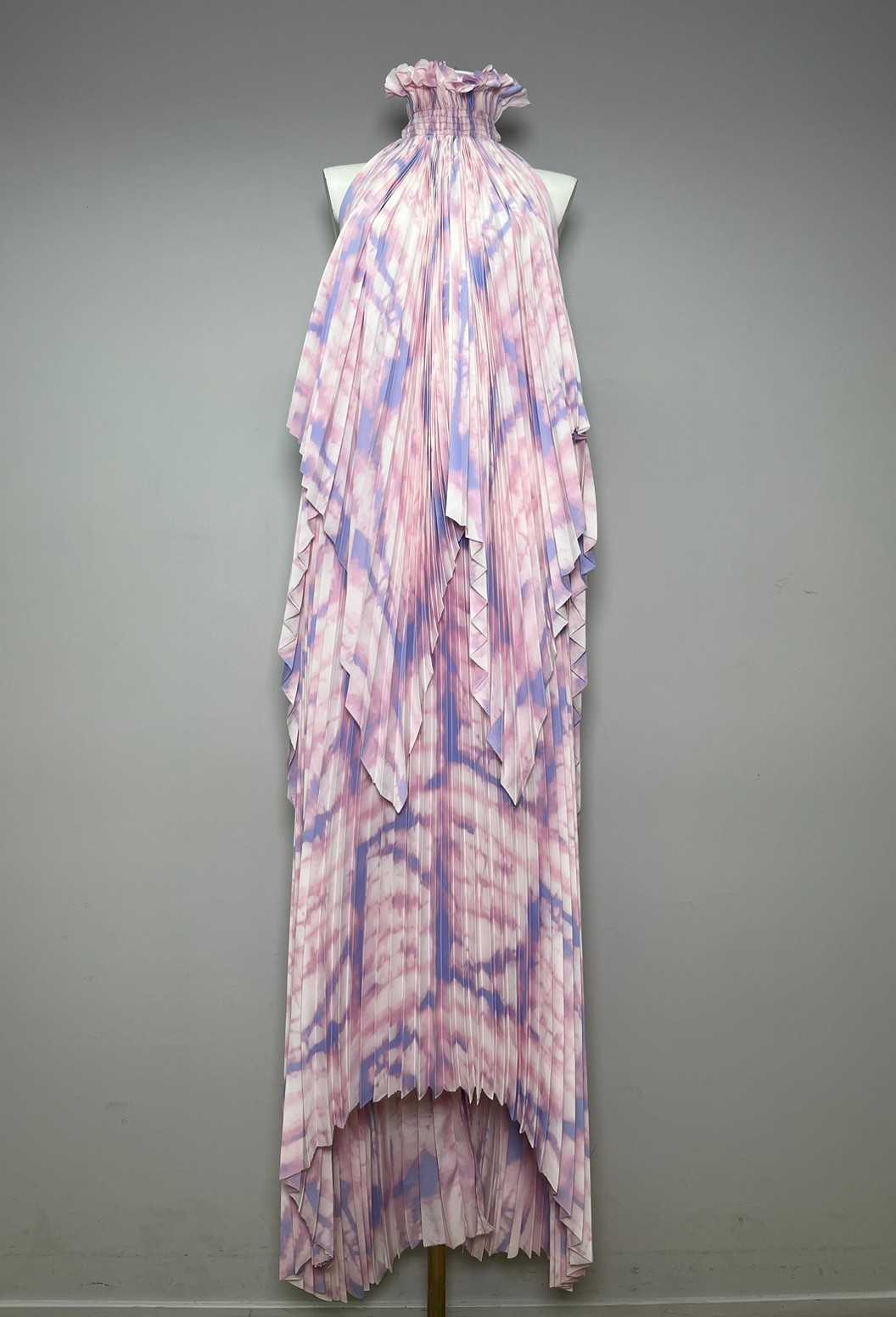 Ruffle neck open back set (Top & Skirt) - Cotton Candy
