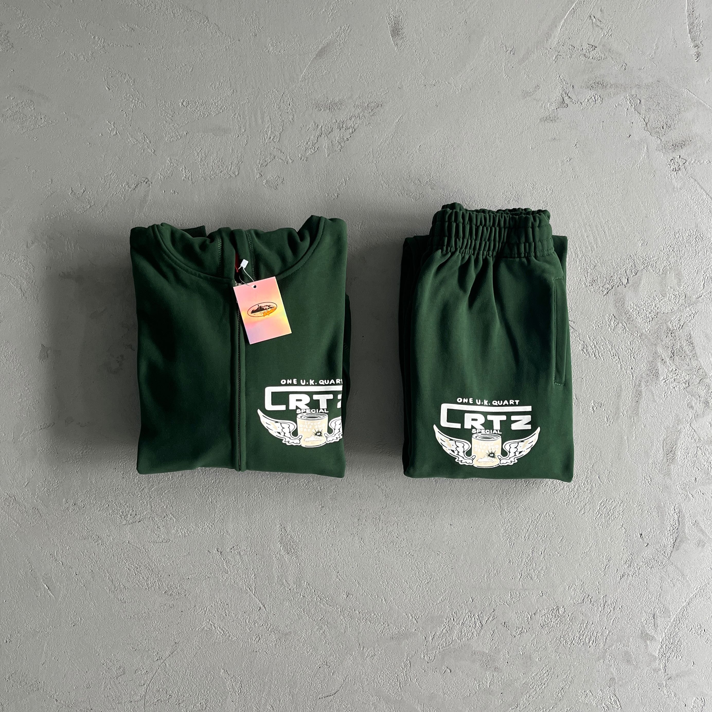 CORTEIZ GASOLINA ZIP HOODIE + JOGGERS  GREEN 
