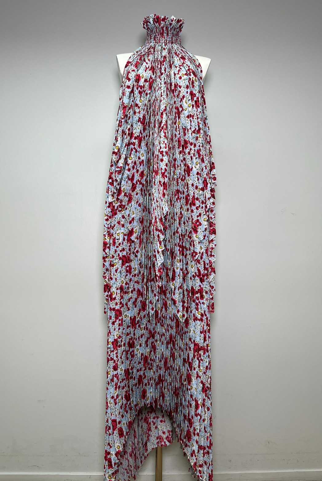 Ruffle neck open back set (Top & Skirt) - Summer Garden