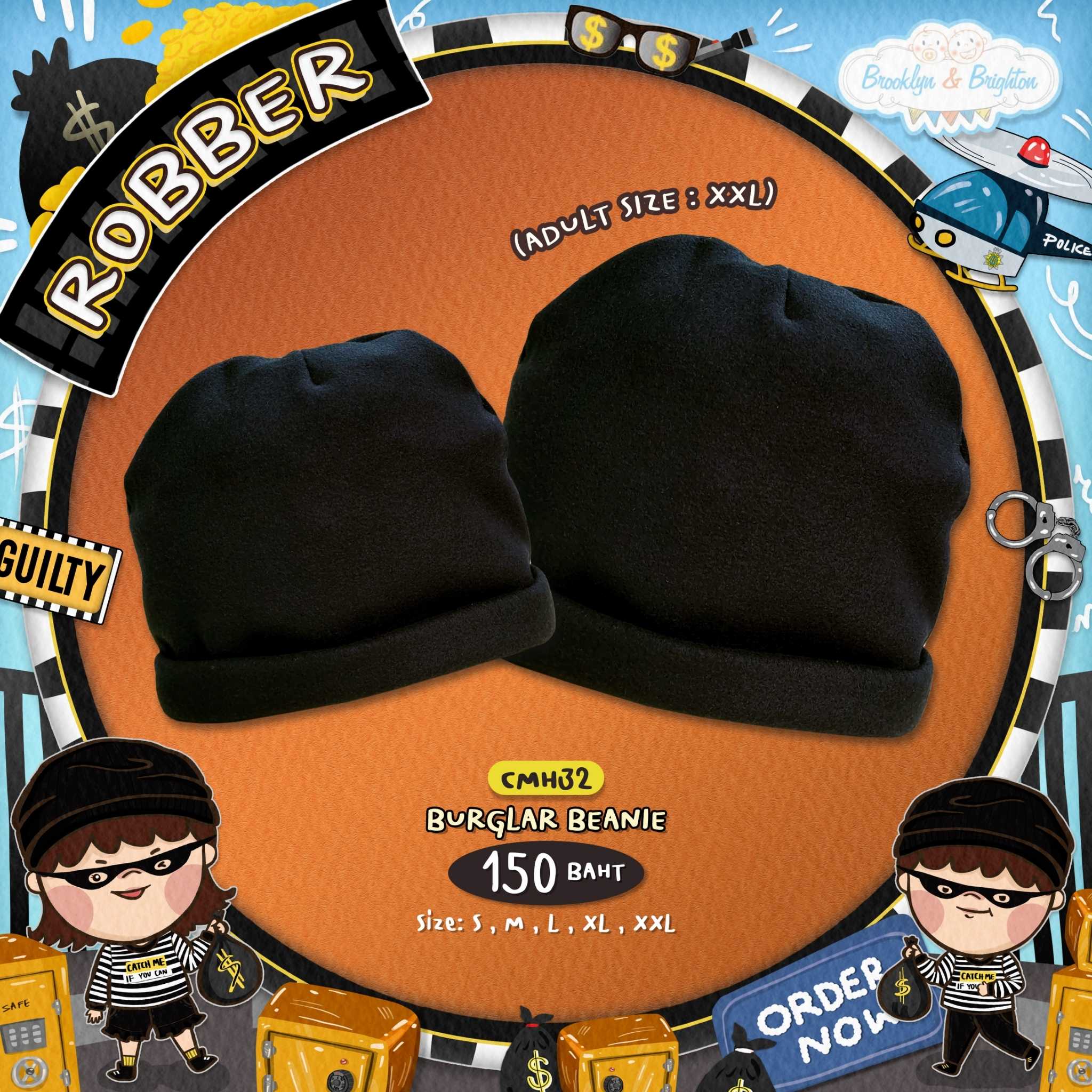 Cops 'n' Robbers - Burglar Beanie หมวกโจร- CMH32 (Size: Kids & Adult)