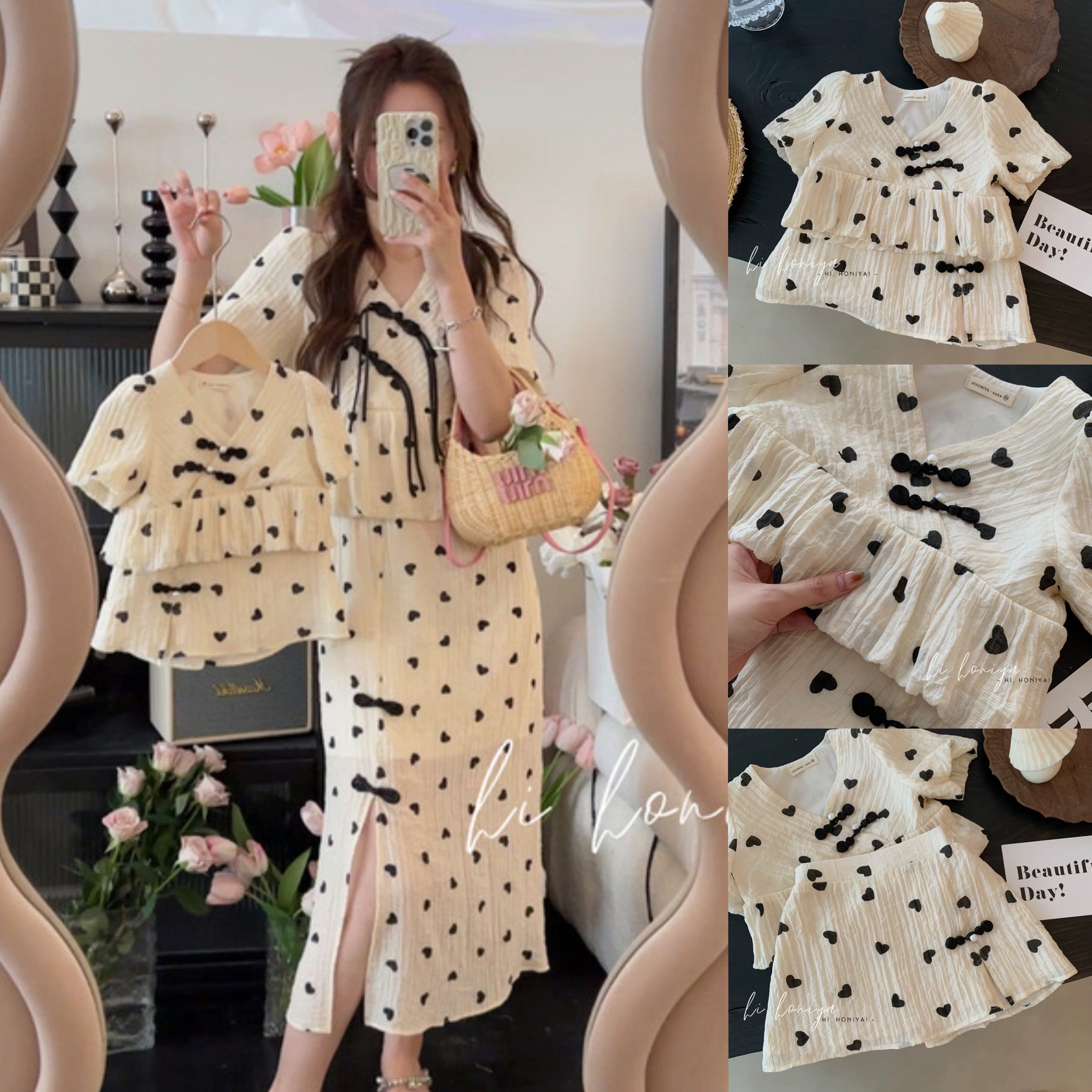 พร้อมส่ง (Size 90,S) Little Love set.ชุดคู่แม่-ลูก