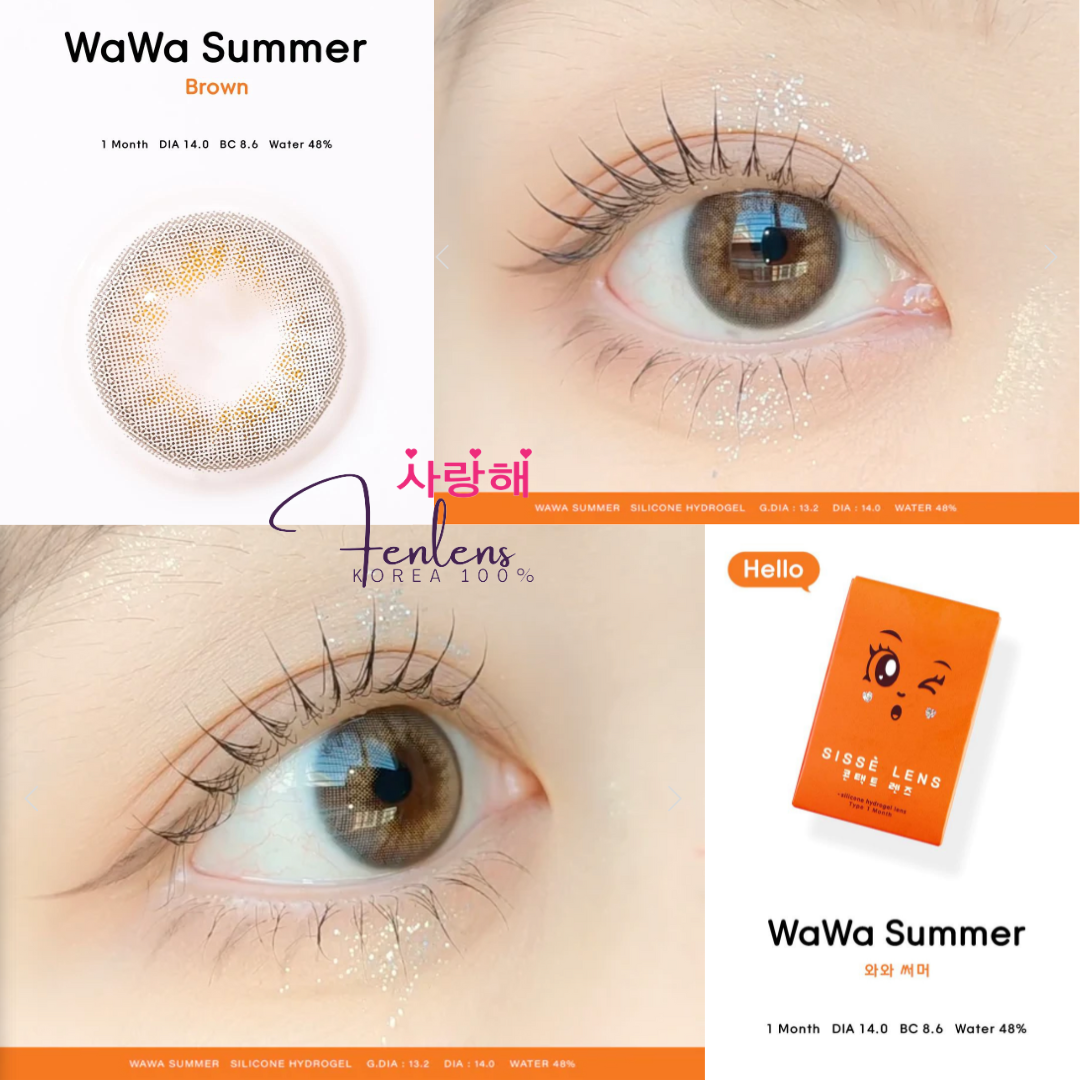 คอนแทคเลนส์ Sissè รุ่น WAWA สี Summer Sองรับสายตาปกติ ถึง -10.00 เลนส์Sายเดือน