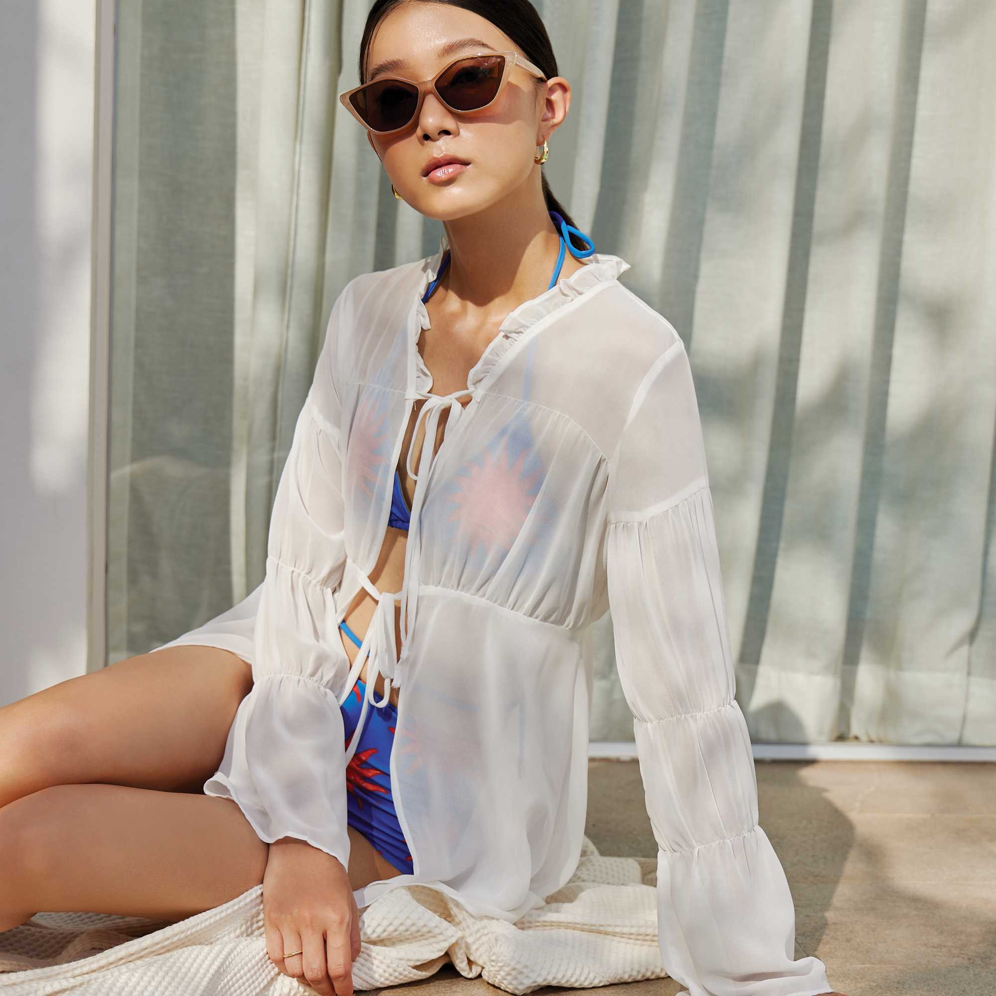 [Coralist Swimwear] เสื้อคลุมชุดว่ายน้ำ Short cover up รุ่น 'Keina' สี Sunrise (CRBW185)