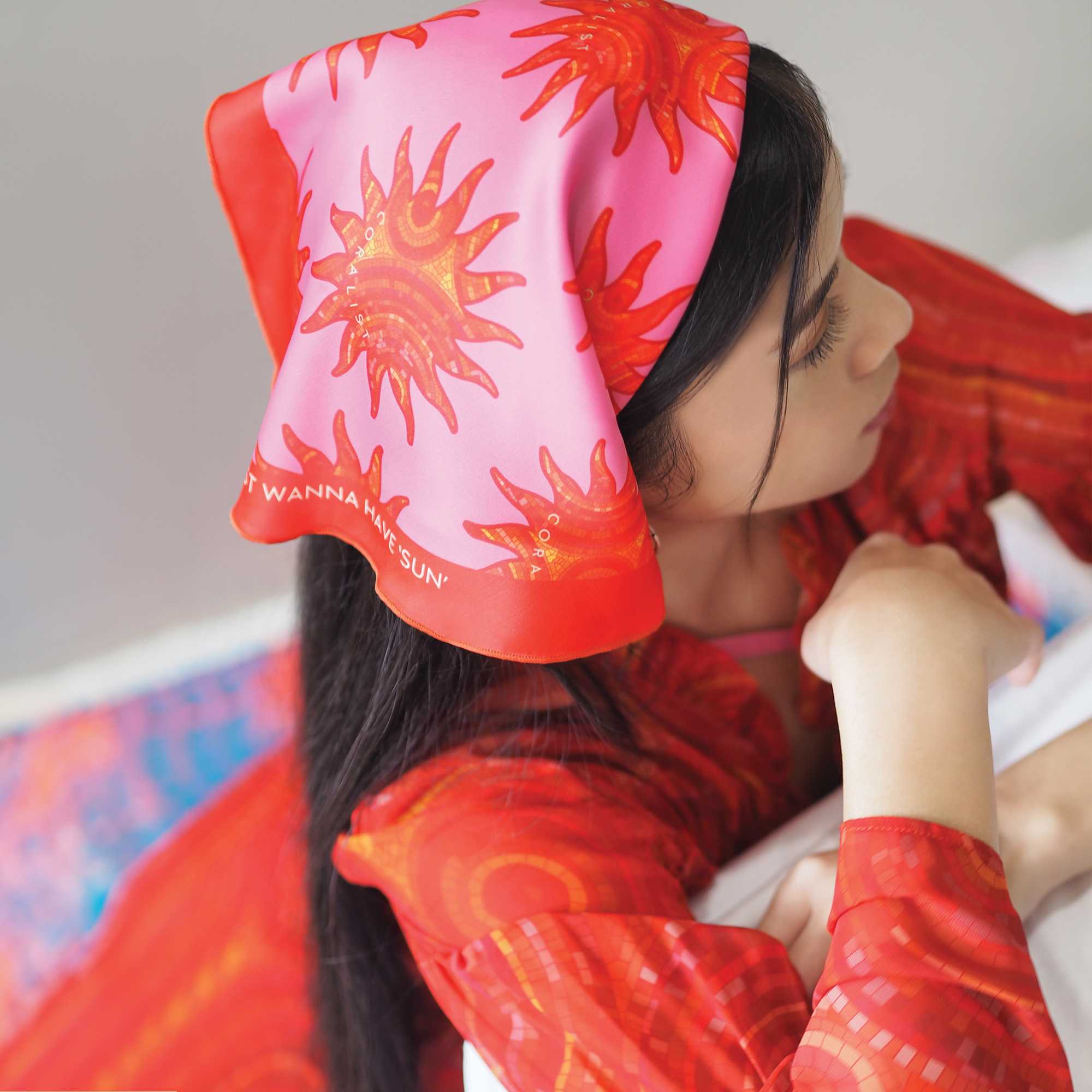 [Coralist Swimwear] Coralist Bandana ผ้าคลุมผม  สี Hot pink Sole (CRB47)