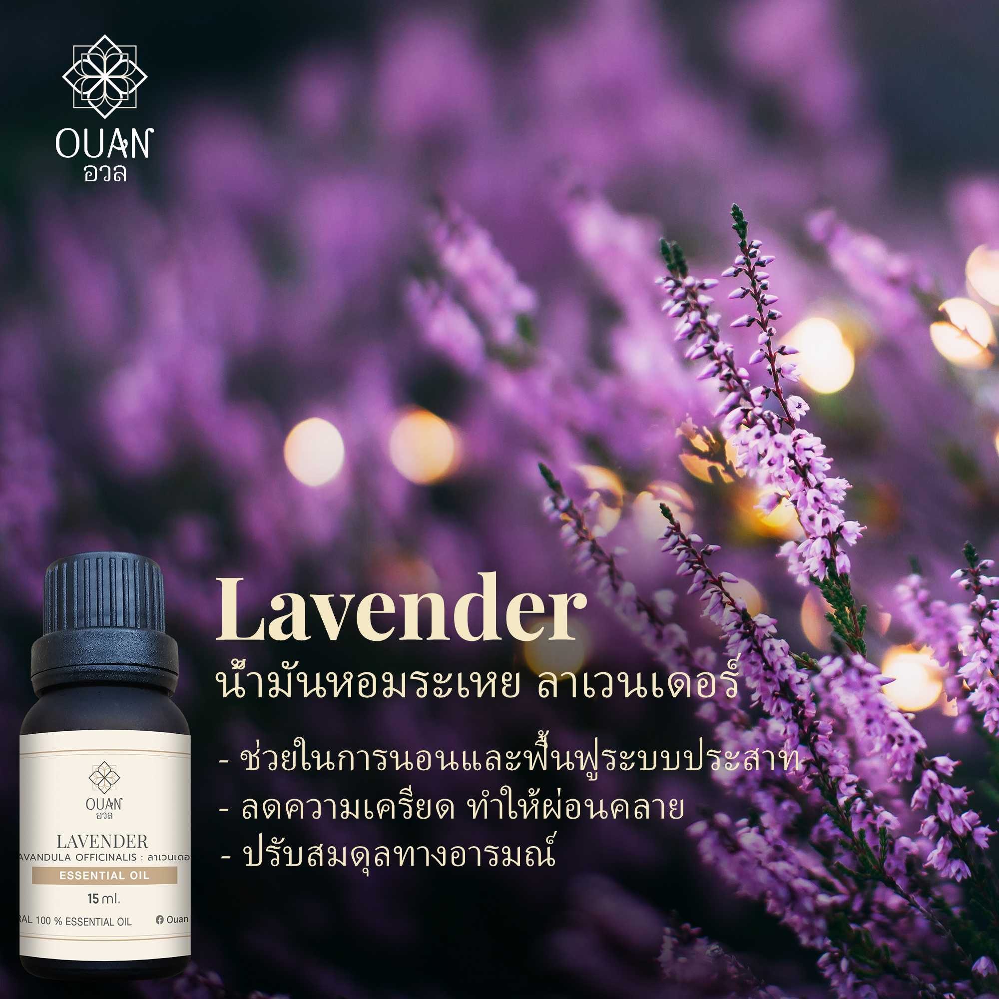 Pure Essential Oil น้ำมันหอมระเหย 100% ลาเวนเดอร์ Lavender | 15 ml. พร้อมจุกหยดในตัว | อวล
