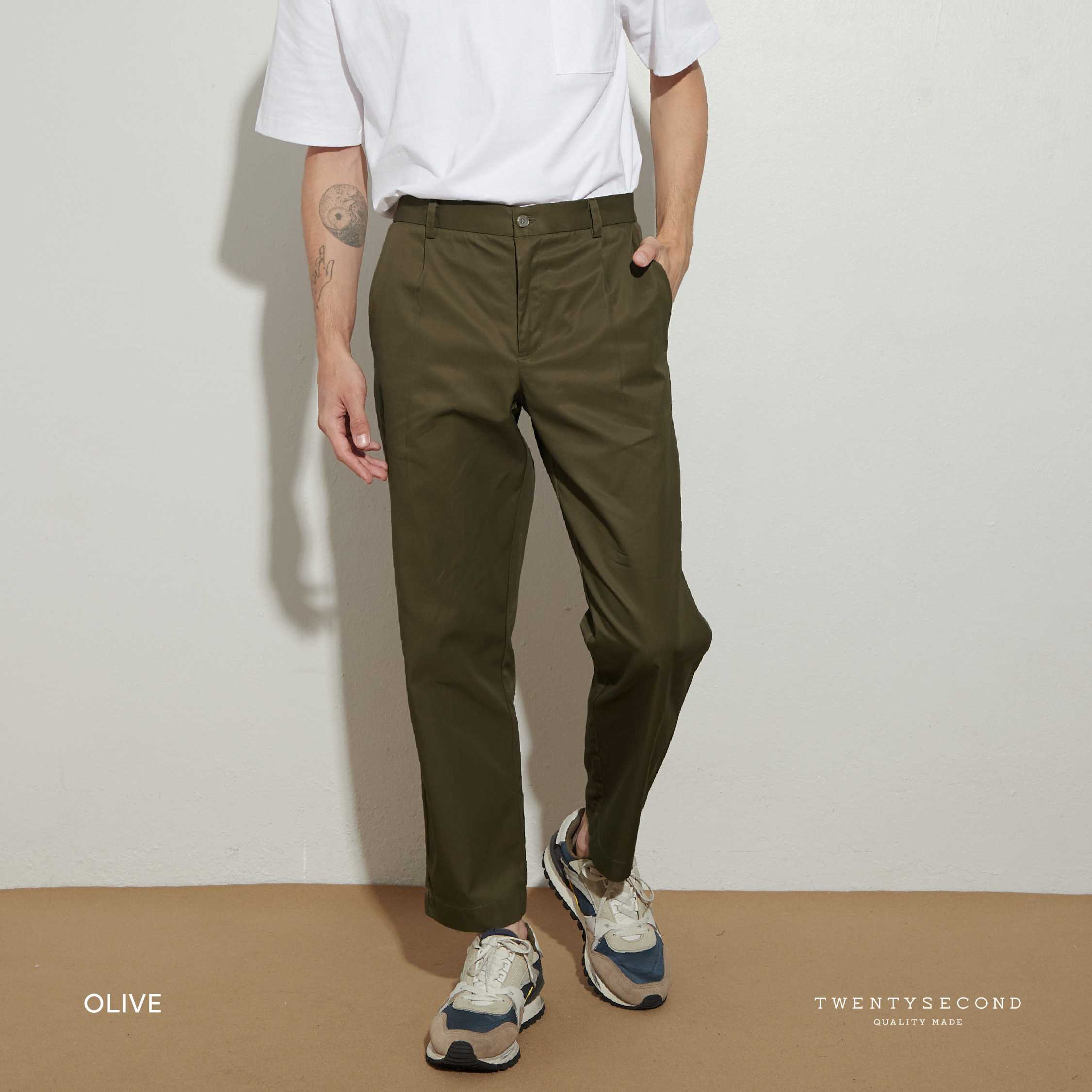 COLE STRETCH PANTS - OLIVE