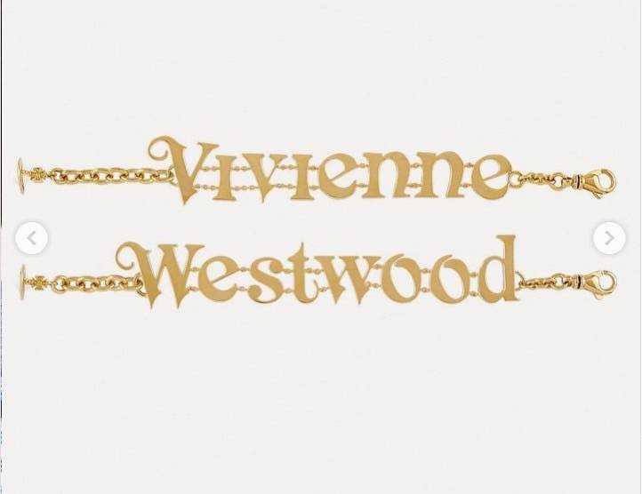 New Vivienne Westwood Raimunda Twin Bracelet Gold/White Enamel / อะไหล่ทอง