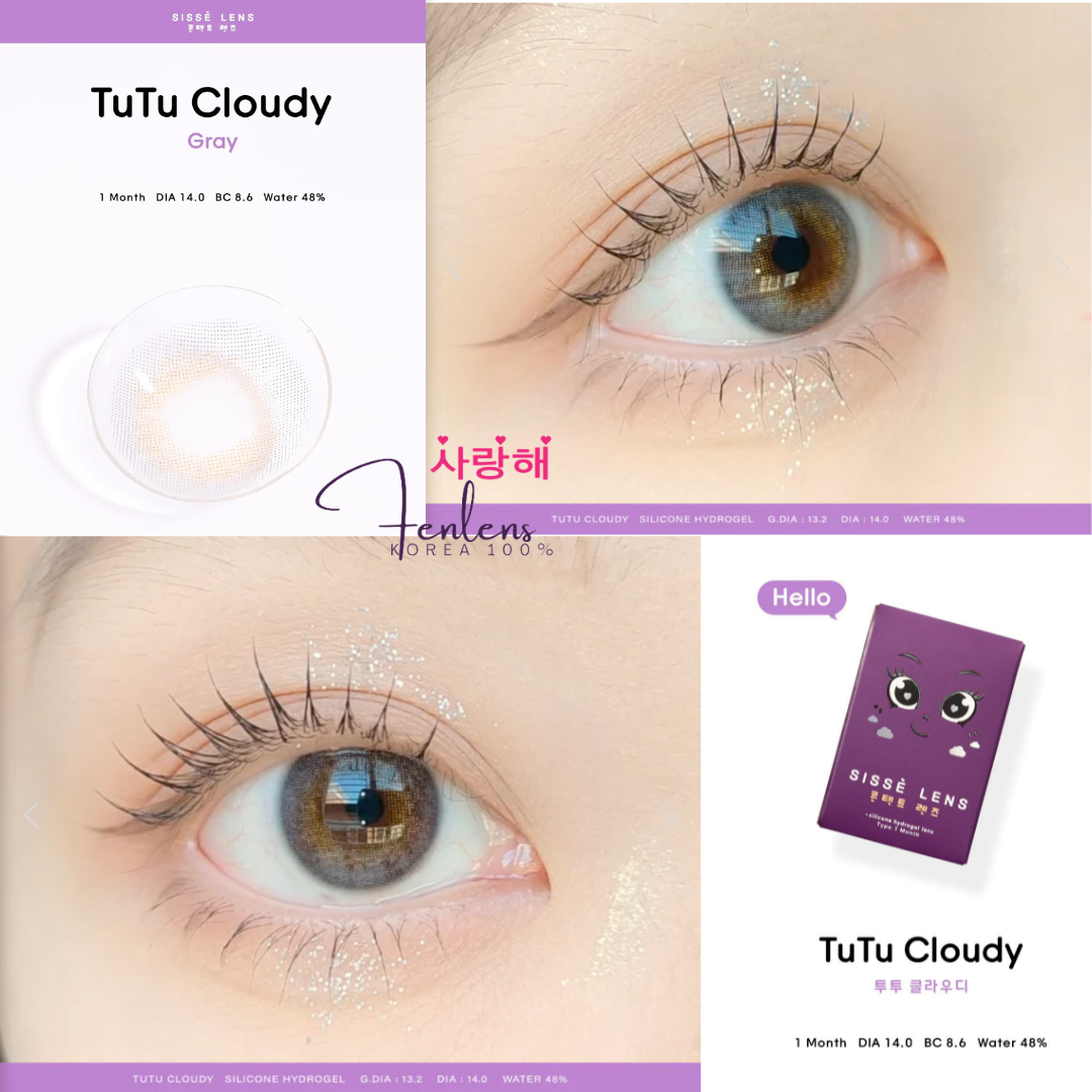 Fenlens/Sissè รุ่น TUTU Cloud Gray Sองรับสายตาปกติ ถึง -10.00 เลนส์รายเดือน