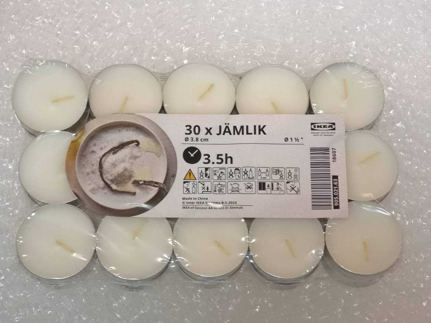 เทียนหอมอิเกีย แบบแพ็ค ( 30  ชิ้นเล็ก) กลิ่นวนิลา, วนิลาควันเทียน , มะลิ , bergamot , เรดเบอร์รี่