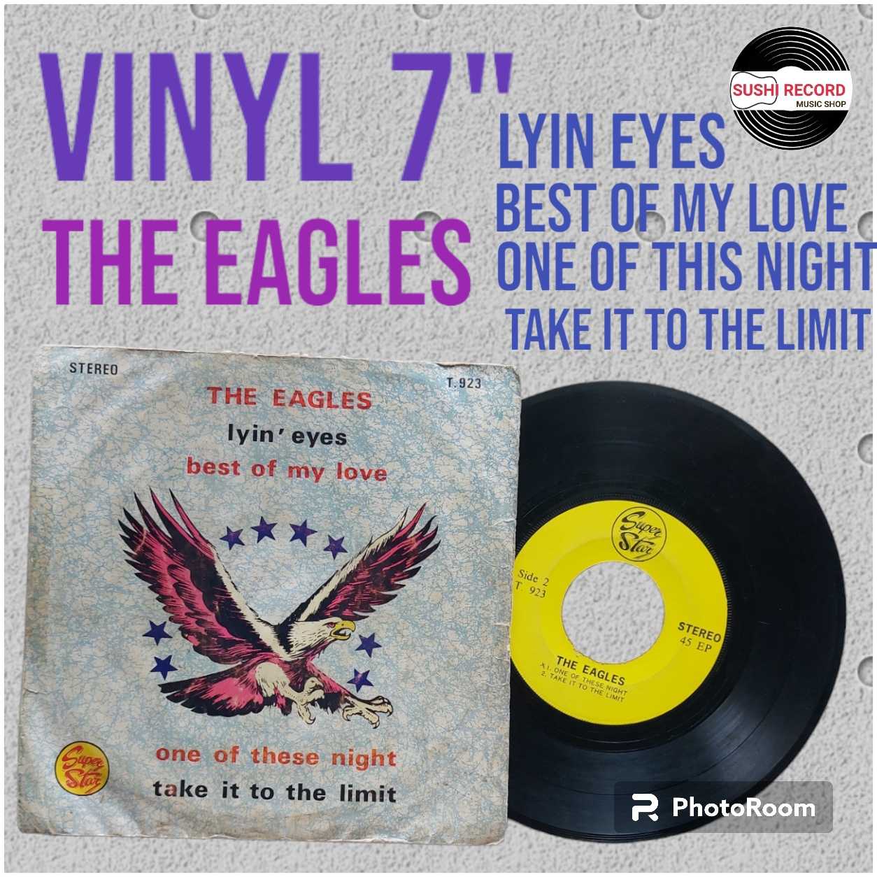 □vinyl 7 นิ้ว THE EAGLES มือ2   □อัลบั้ม lyin eyes (ลิขสิทธิ์แท้).(แนว rock)