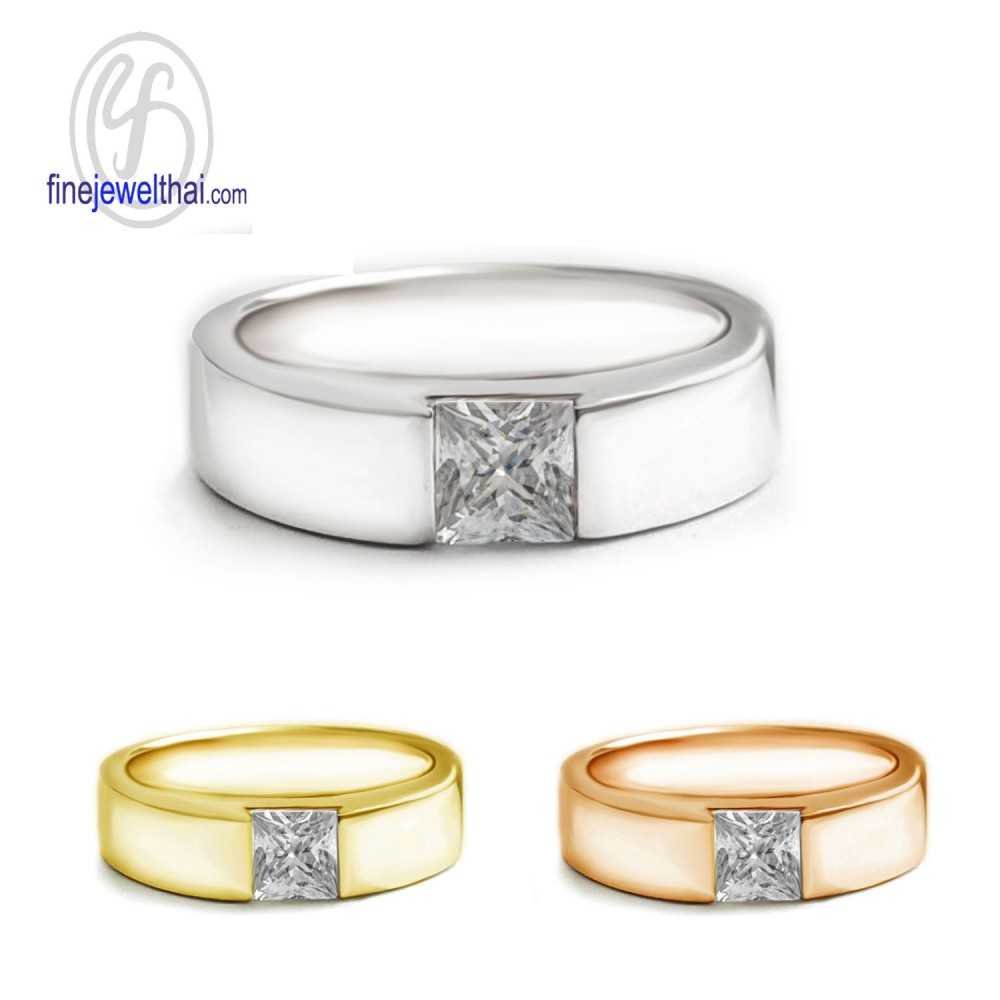 Finejewelthai-แหวน-แหวนเพชร-แหวนเงินแท้-Minimal-Diamond-CZ-Silver-Ring-R1409cz