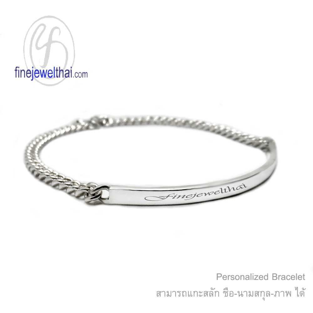 Finejewelthai-สร้อยแขนเงินแท้-สร้อยข้อมือเลส-Bracelet-Less-Bangle-Silver-Design-T306800