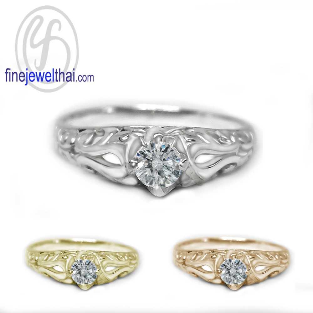 แหวนวินเทจ-แหวนเพชรCZ-แหวนเงินแท้-เพชรสังเคราะห์-Finejewelthai-R1431cz
