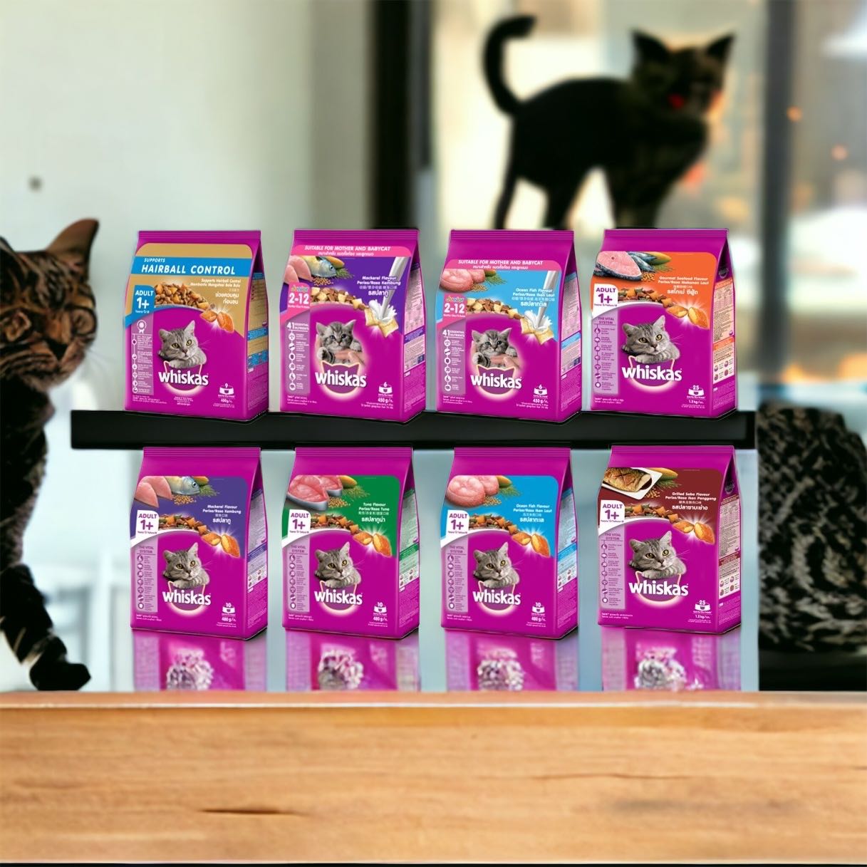 Whiskas วิสกัส อาหารแมวเม็ด (ลูกแมว/แมวโต) 450g.-480g