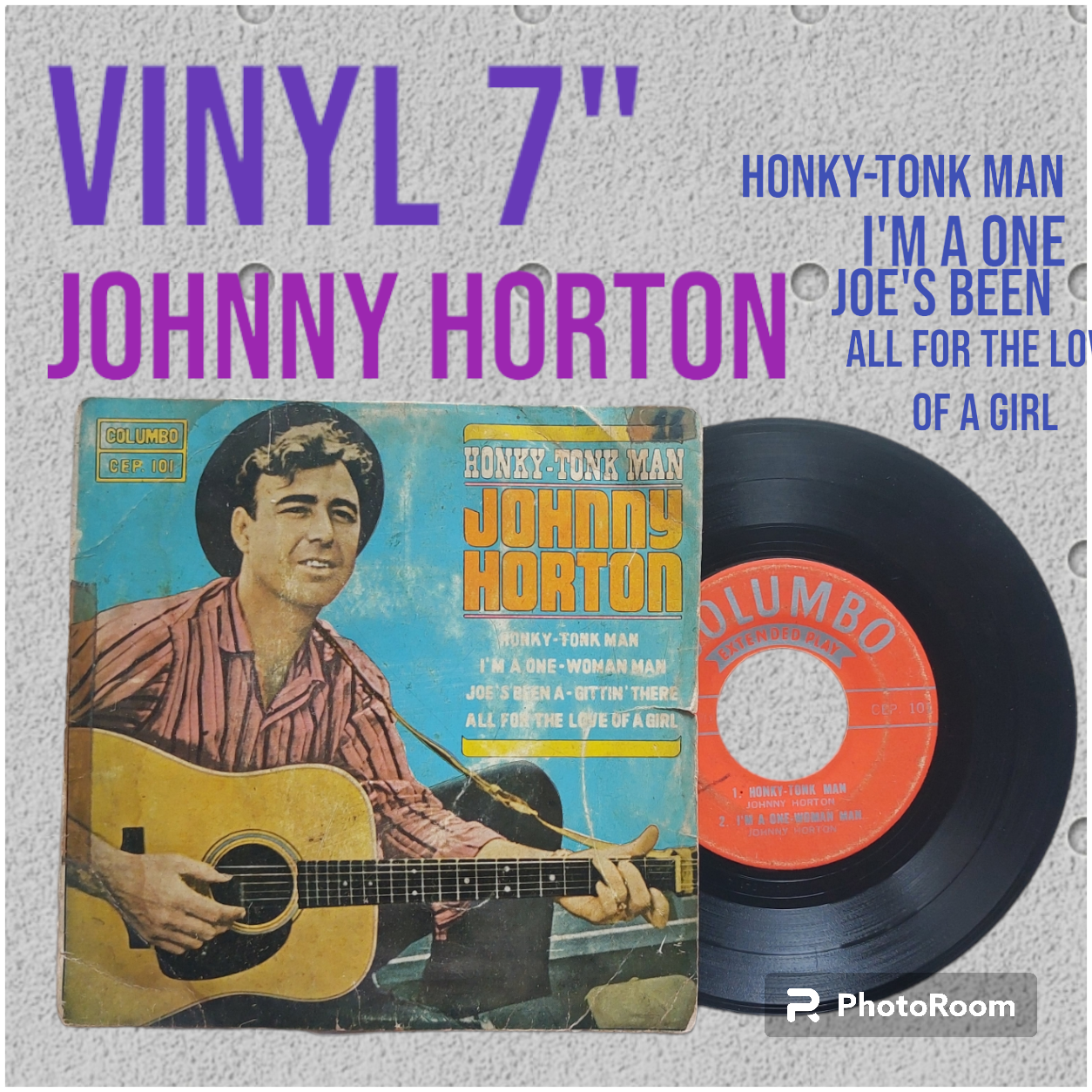 □vinyl 7 นิ้ว johny horton มือ2  □อัลบั้ม honky,i am one (ลิขสิทธิ์แท้).(แนว pop)