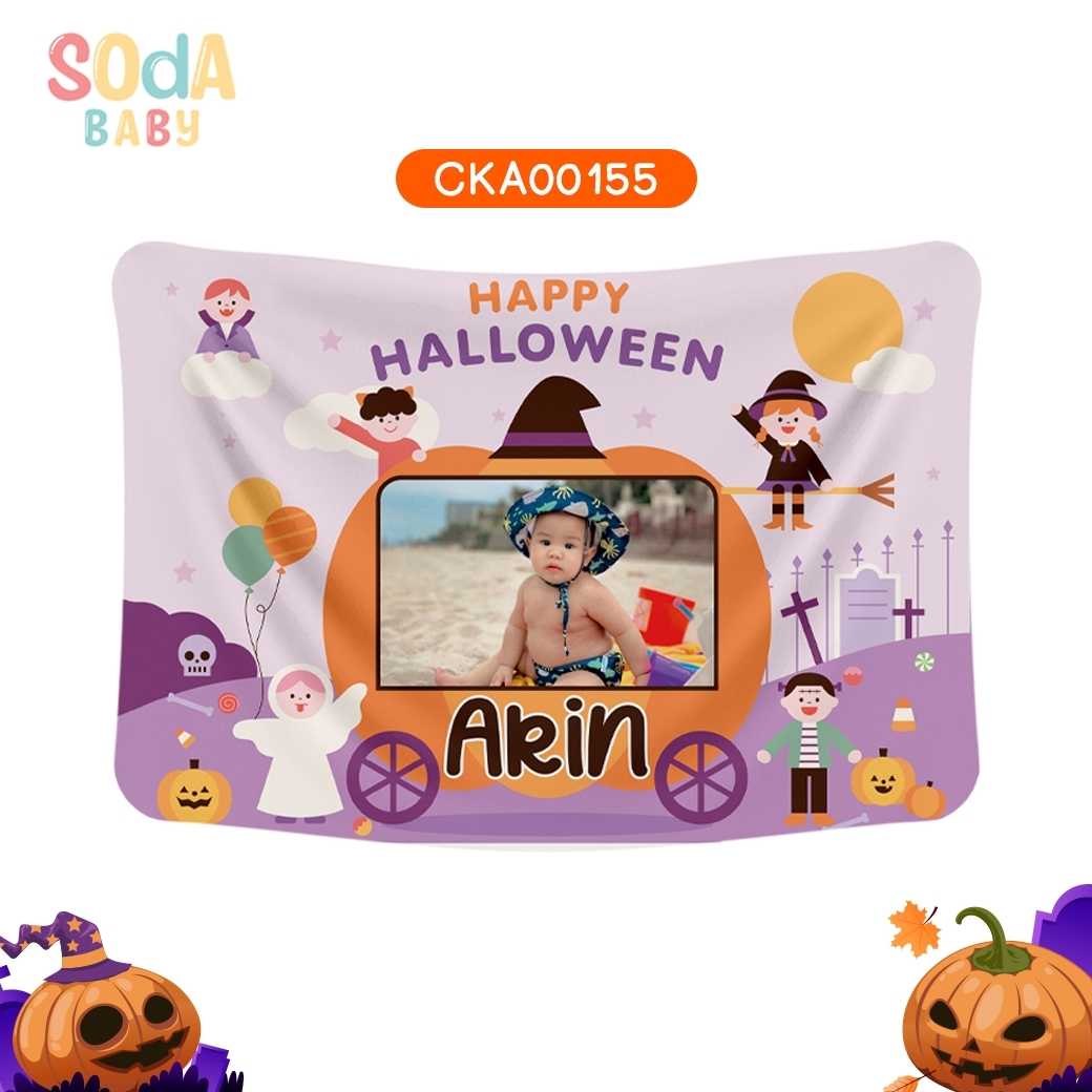 ผ้าห่มเด็ก ลายฮาโลวีน Baby Halloween ใส่ชื่อ+รูปถ่ายได้ รหัส CKA00155 👻💜 #ฮาโลวีน #SOdAbaby