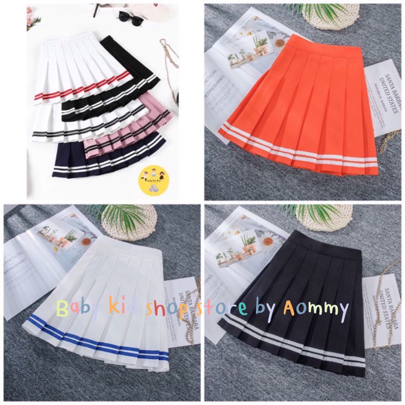 (พร้อมส่ง) กระโปรงพลีท กระโปรงเทนนิส ผ้ายืดสำหรับเด็กโต-ผู้ใหญ่ เนื้อผ้าฮานาโกะ