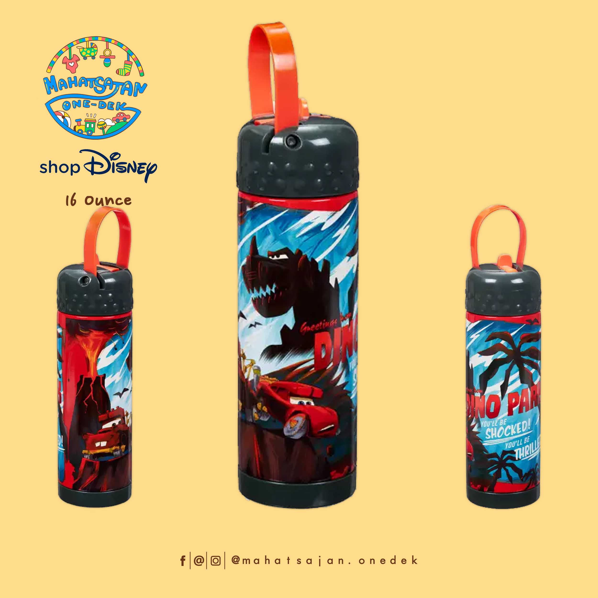 Disney Store Cars On The Road Stainless Steel Water Bottle with Built-In  กระติกน้ำเก็บความเย็น คาร์