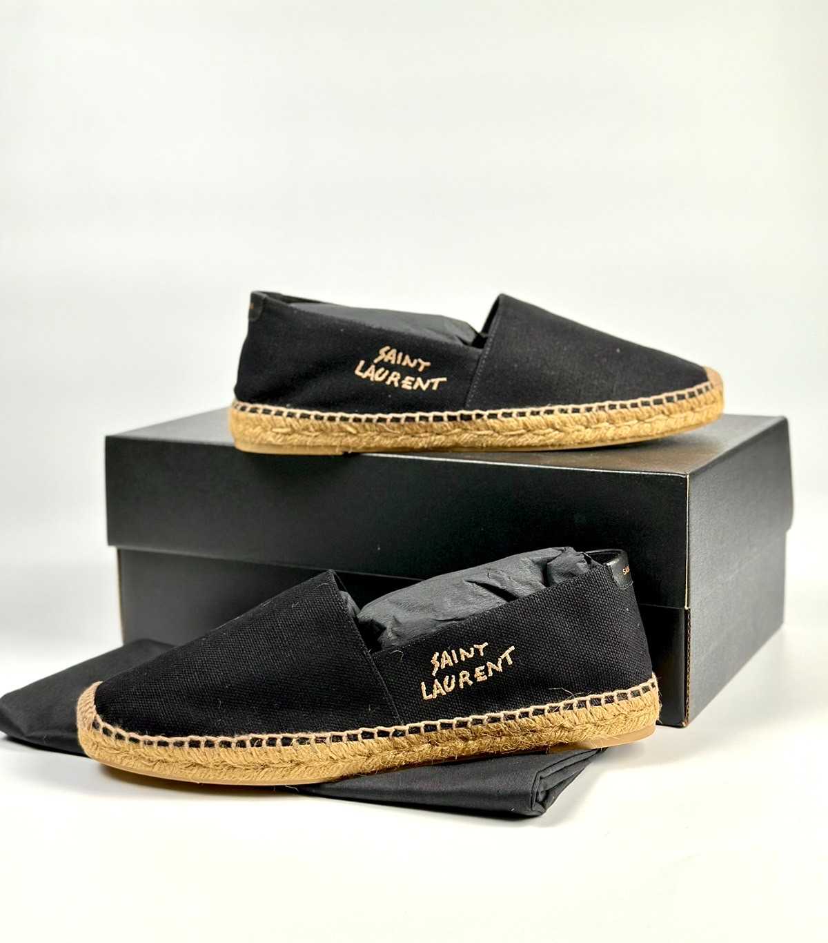 YSL Logo Canvas Espadrilles Black