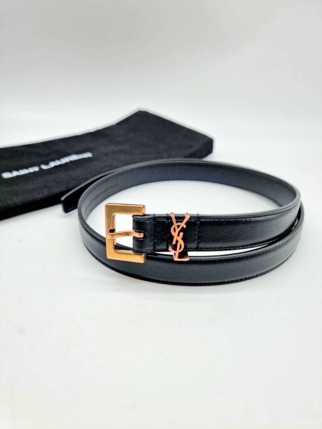 New YSL Belt 2cm  เข็มขัดysl หัวทองvintage