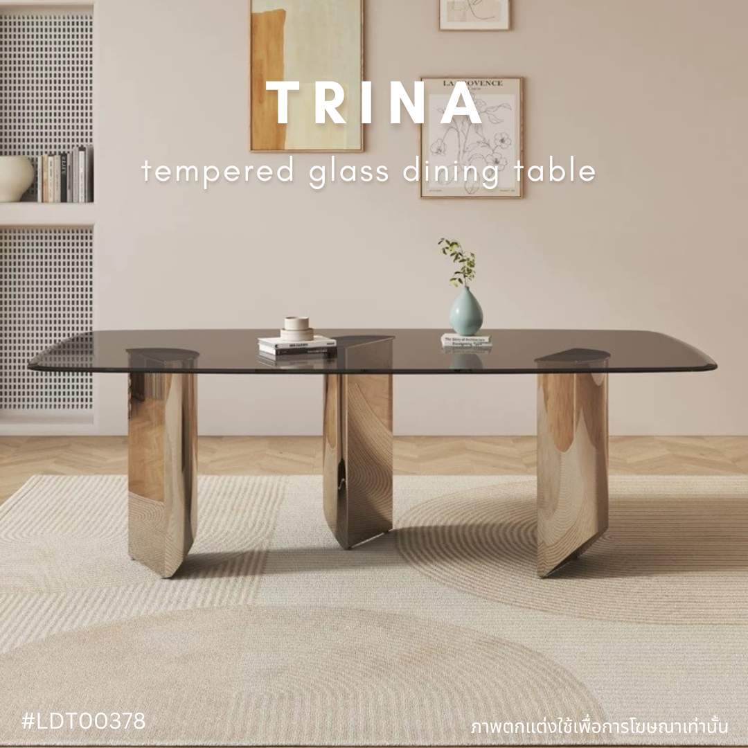 TRINA tempered glass dining table    