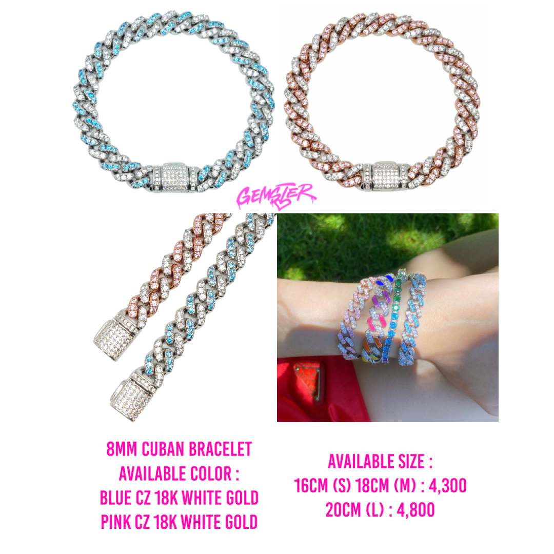 [พร้อมส่ง] 8mm Two-Tone Cuban Bracelet (2 colors)