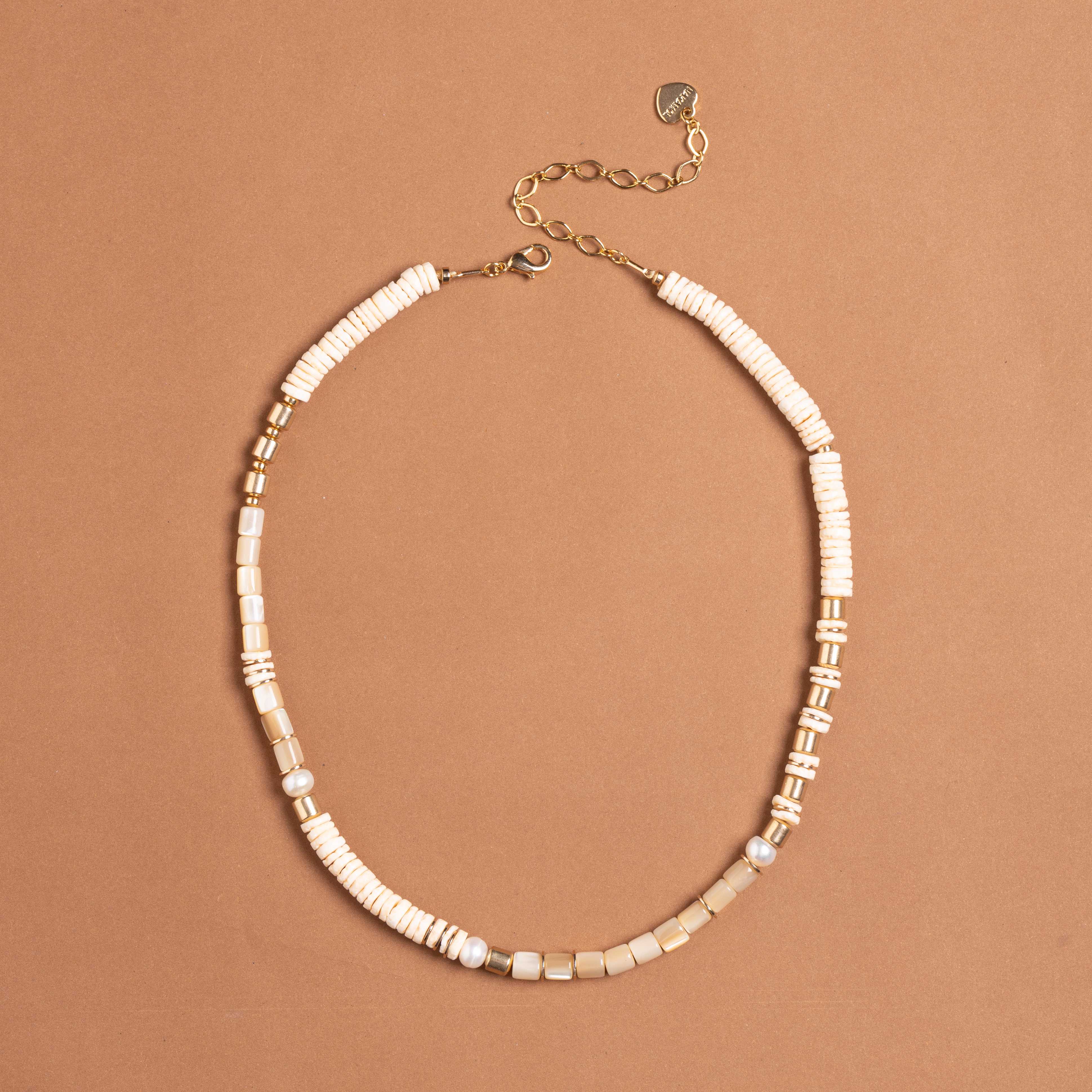 Evelyn Cream Beaded Necklace