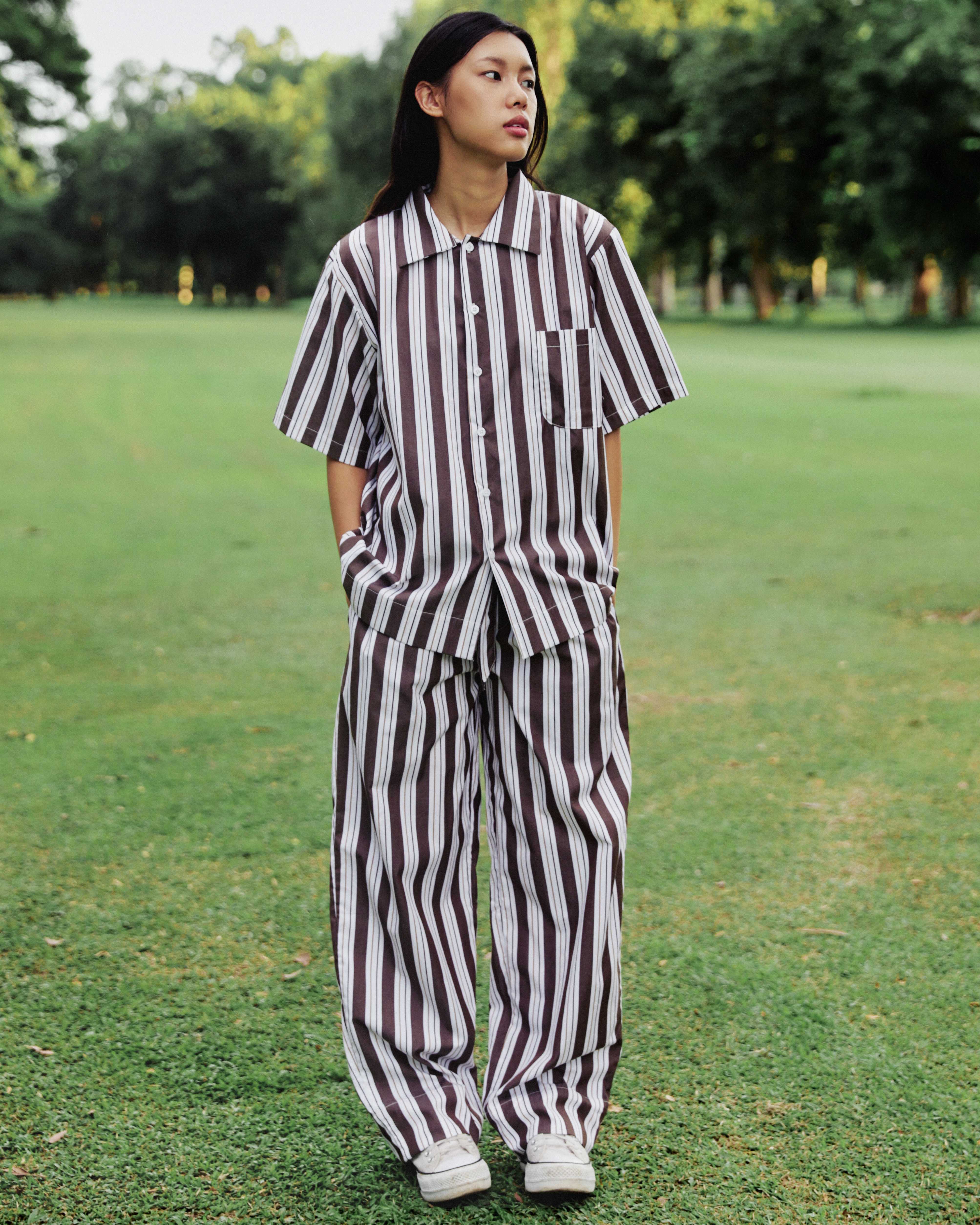 Brown Striped Pants