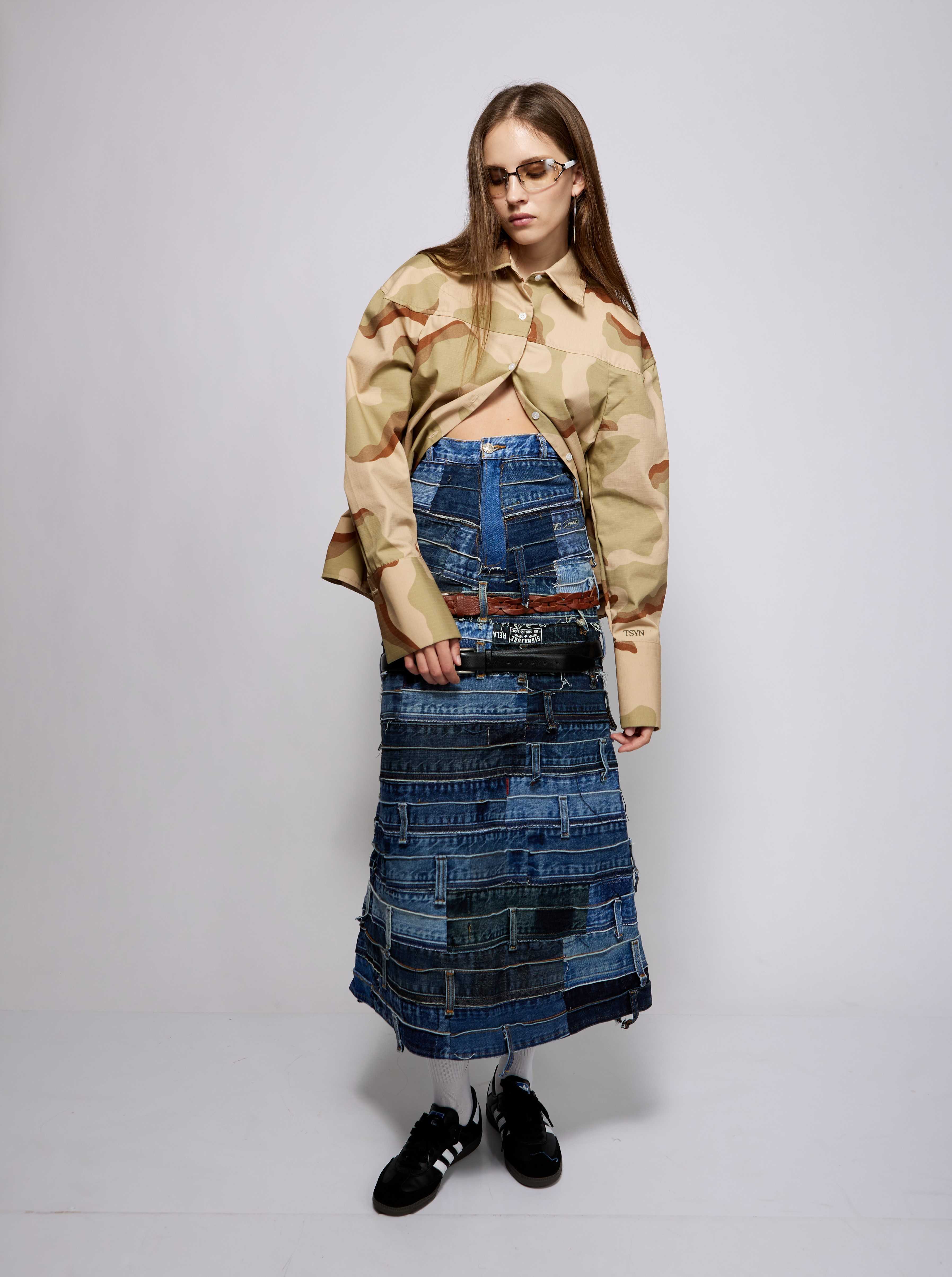 TOBI UPCYCLED MULTI DENIM WAIST MAXI S NO.2