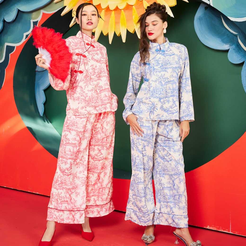 Set qipao Chinese painting