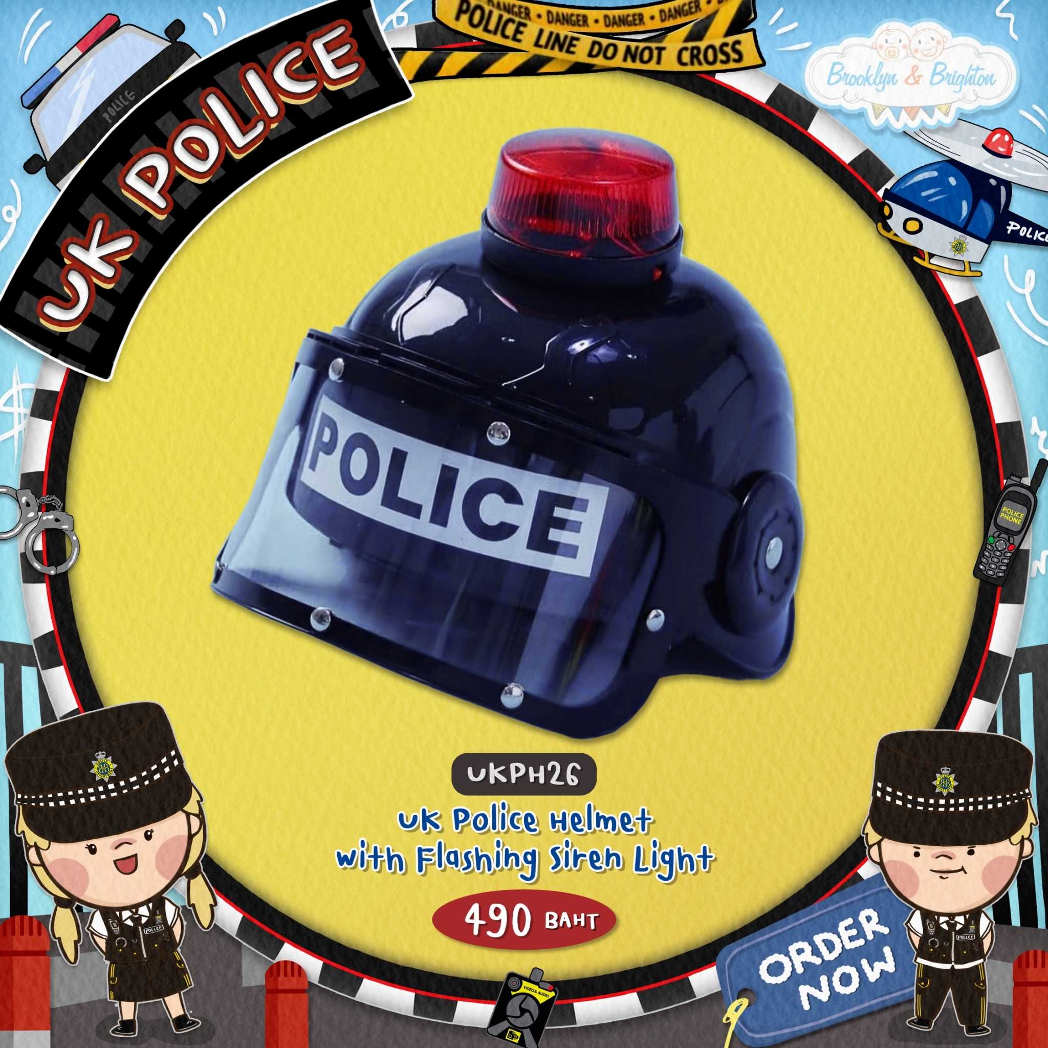 Cops 'n' Robbers - Police Helmet หมวกตำรวจมีไฟ - UKPH26